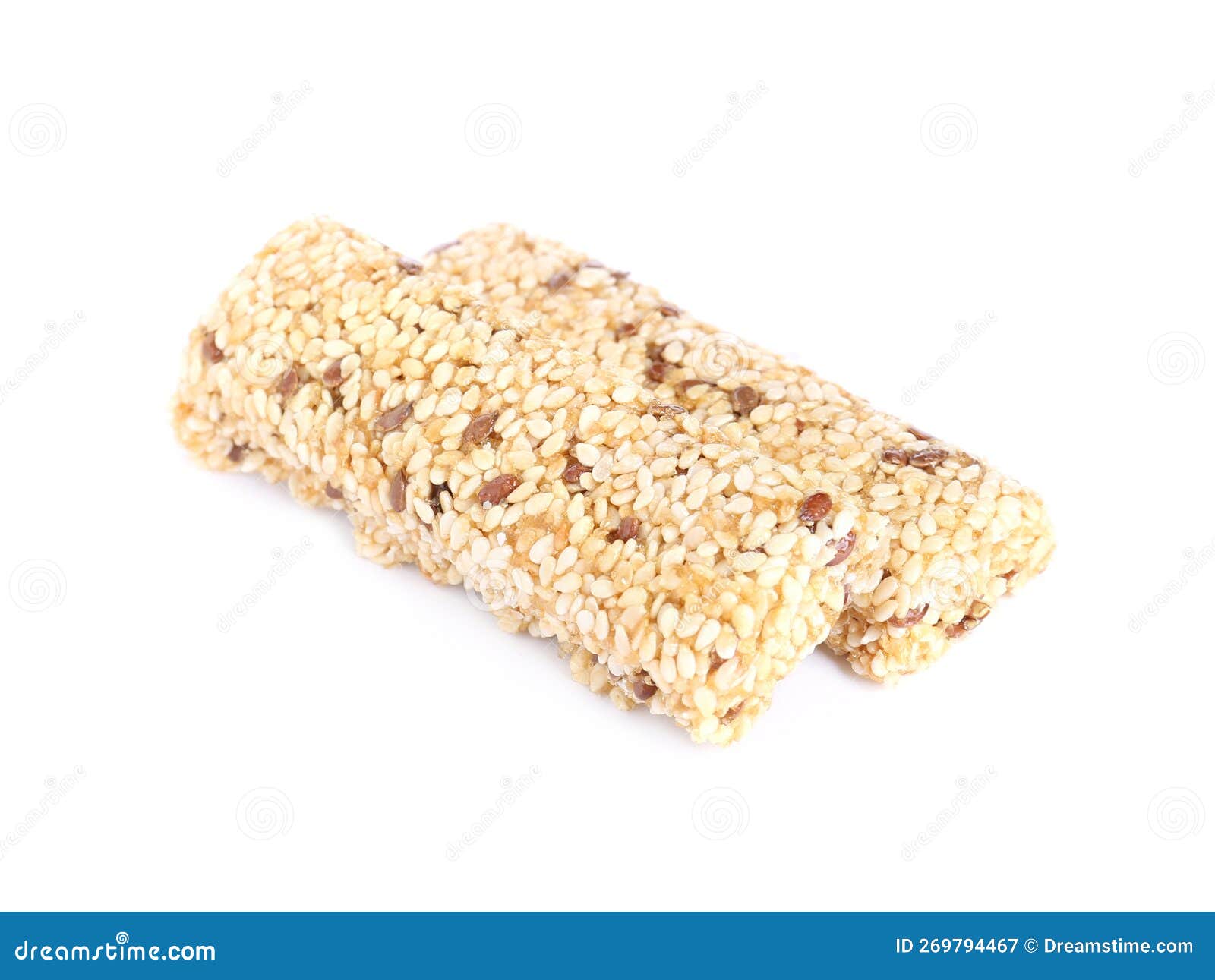 Tasty Sesame Seed Bars Isolated on White Stock Image Image of