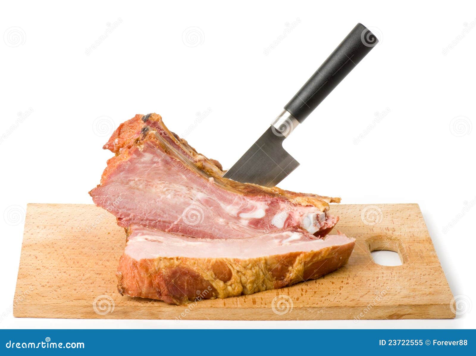 Tasty Smoked Meat with Knife Stock Image Image of parsley, metal