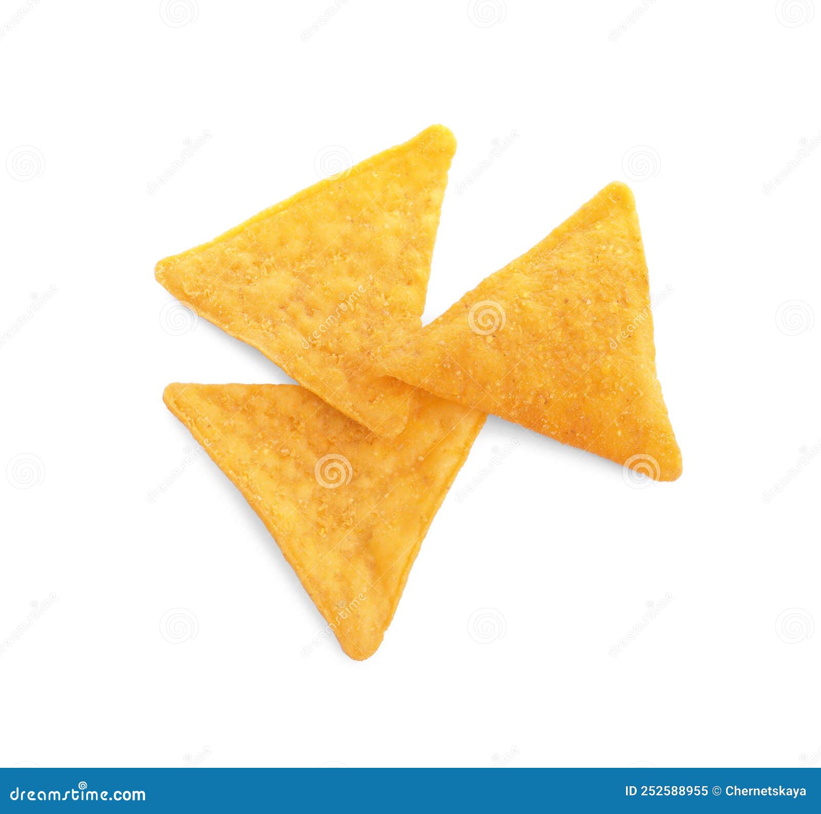 Tasty Tortilla Chips Nachos on White Background, Top View Stock Image