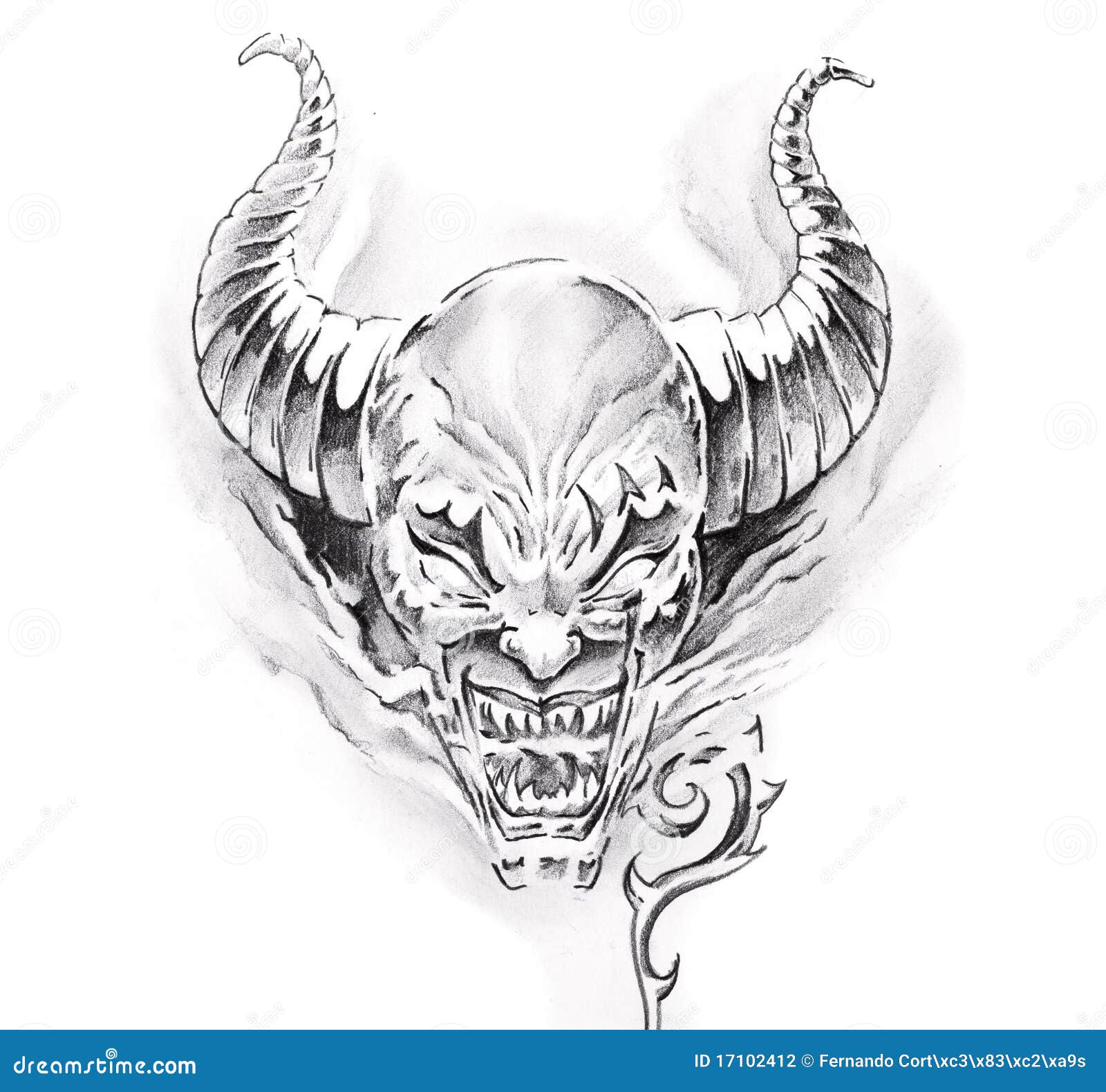 Tattoo эскиза дьявола искусства Иллюстрация штока - иллюстрации  насчитывающей гений, черный: 17102412