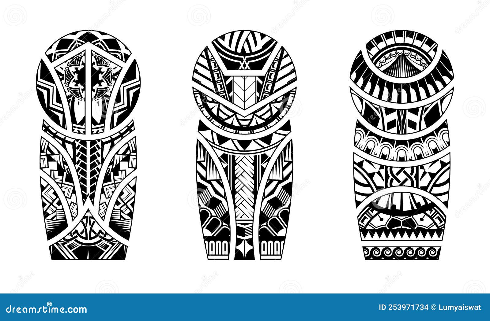 Tattoo Abstract Black Arm Template Vector Set Stock Vector Tattoo Abstract Black Arm Template Vector Set Stock Vector