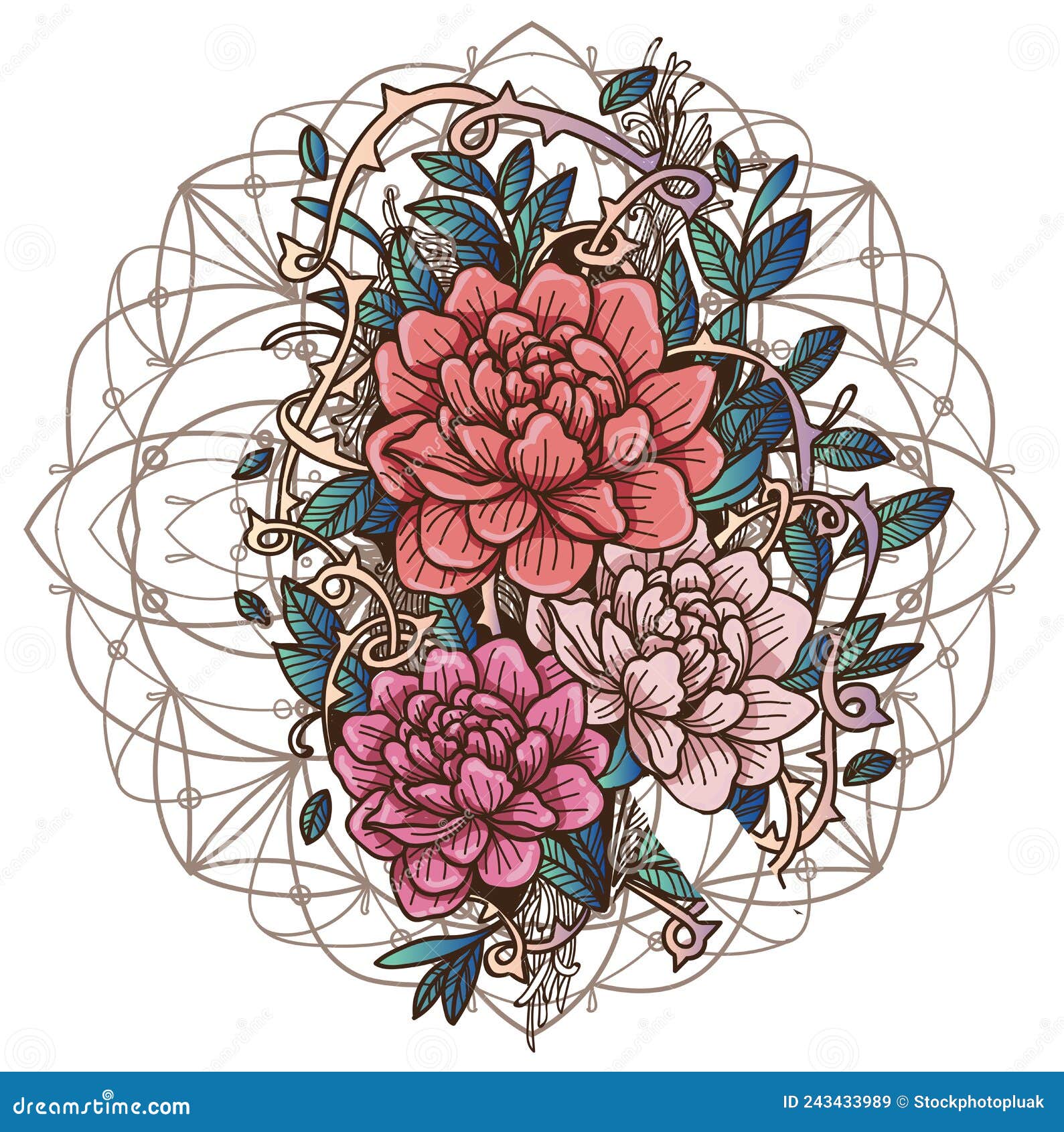 Tattoo Art Flower Drawing and Sketch Stock Vector Illustration of