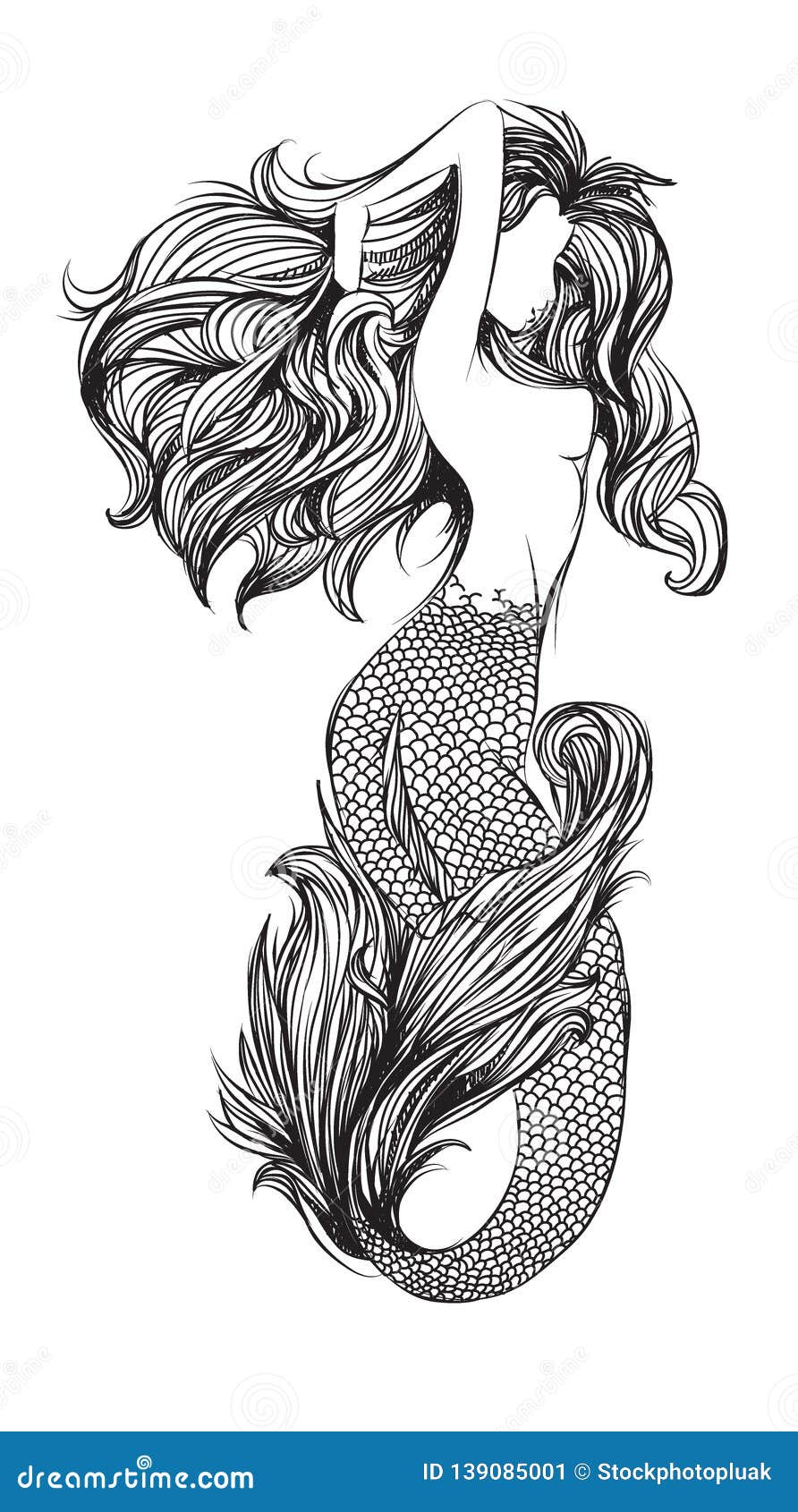 Mermaid Tattoo Design Royalty Free Stock SVG Vector and Clip Art