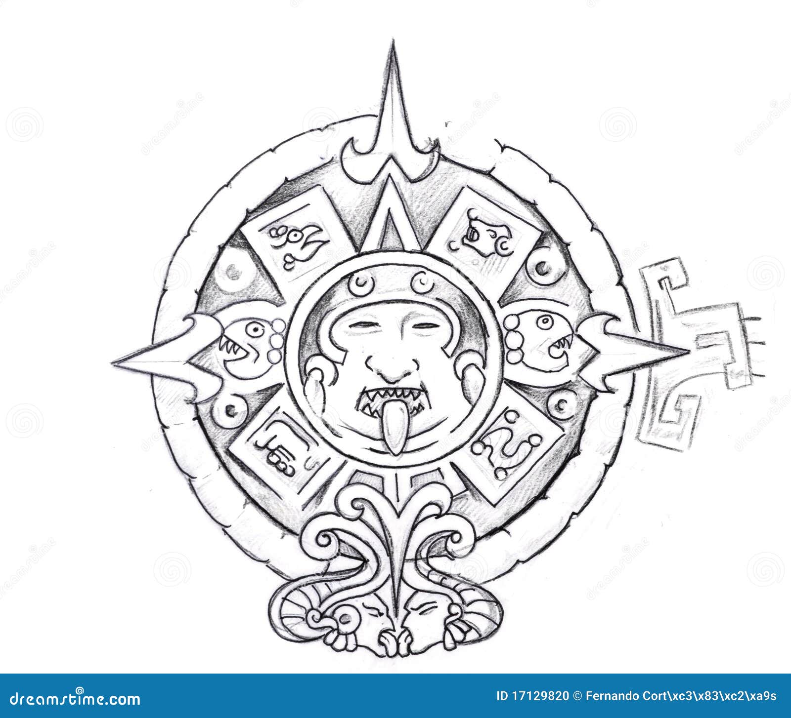 Tattoo art sketch of a aztec sun Stock Photo by outsiderzone 8685348