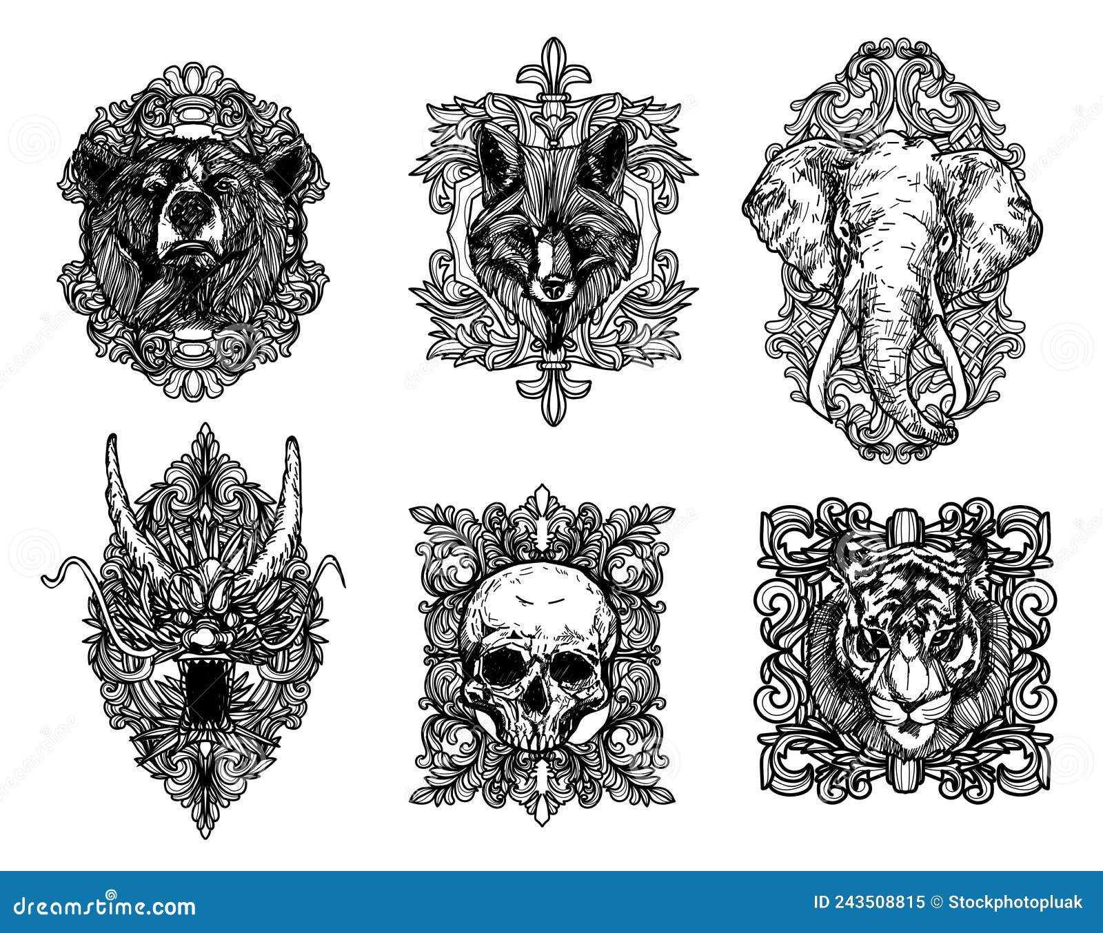 design-tattoo-skull-tiger-snake-tattoo-abyss - Tattoo Abyss Montreal
