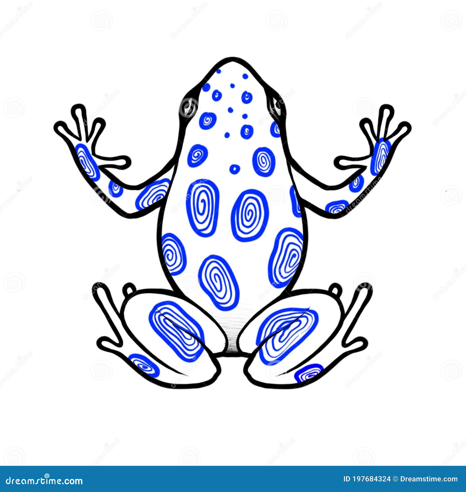 Tattoo blue linework frog stock illustration. Illustration of tattoo - 197684324