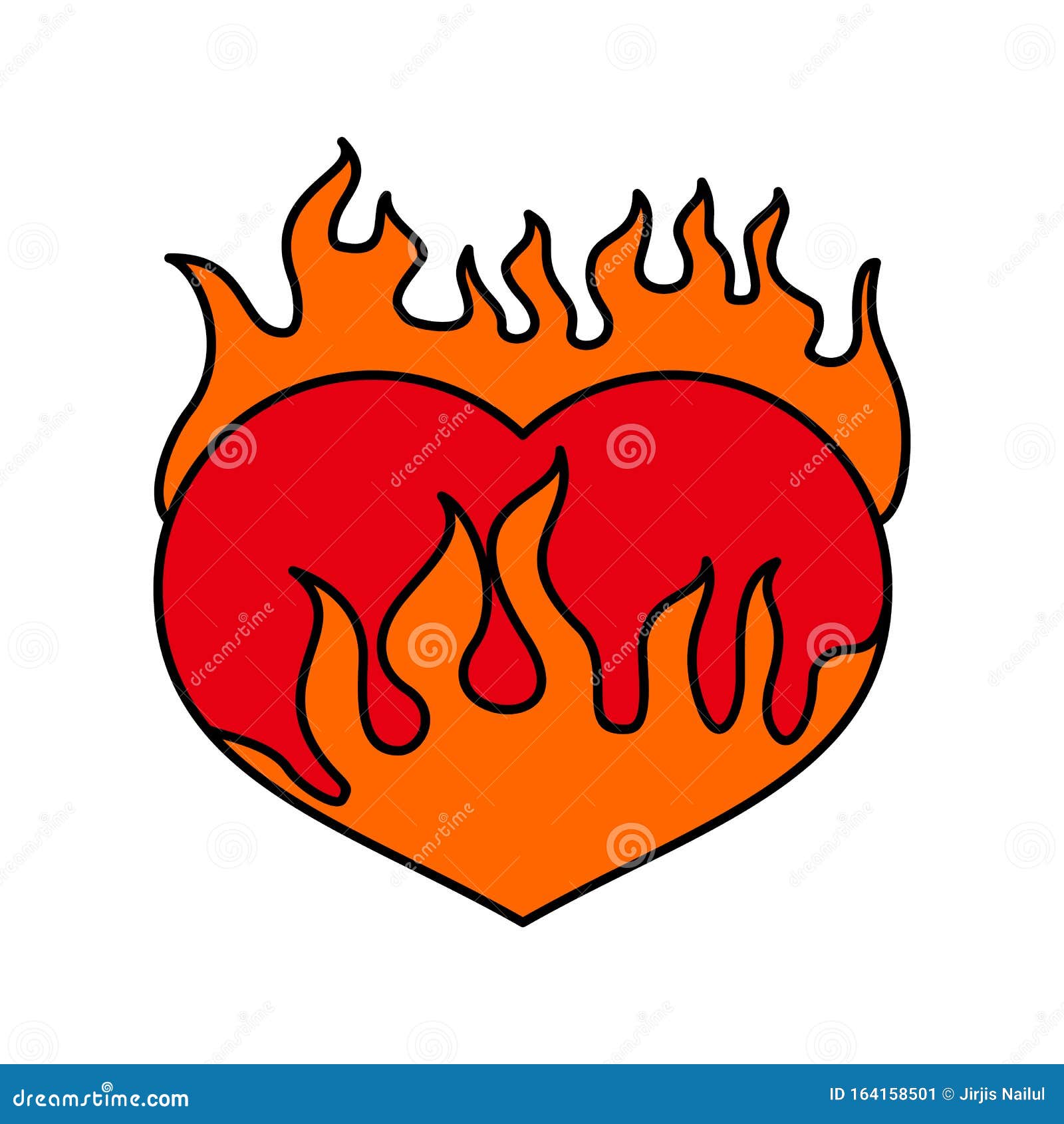 Tattoo Burning Heart, Red Heart with Tongues of Flame Icon Stock Vector -  Illustration of february, design: 164158501