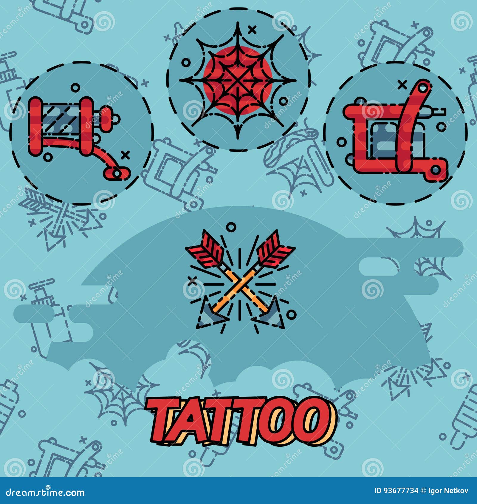 Tattoo flat icons set stock vector. Illustration of people 93677734