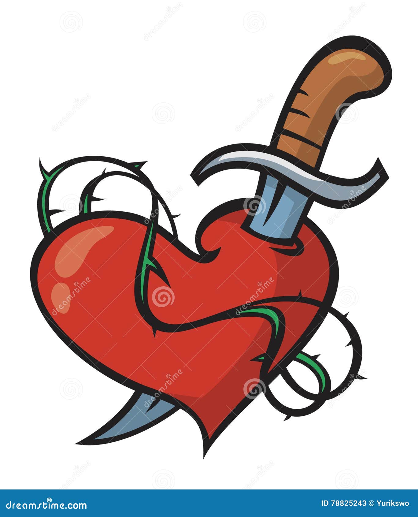 Tattoo heart and knife stock vector. Illustration of romance 78825243