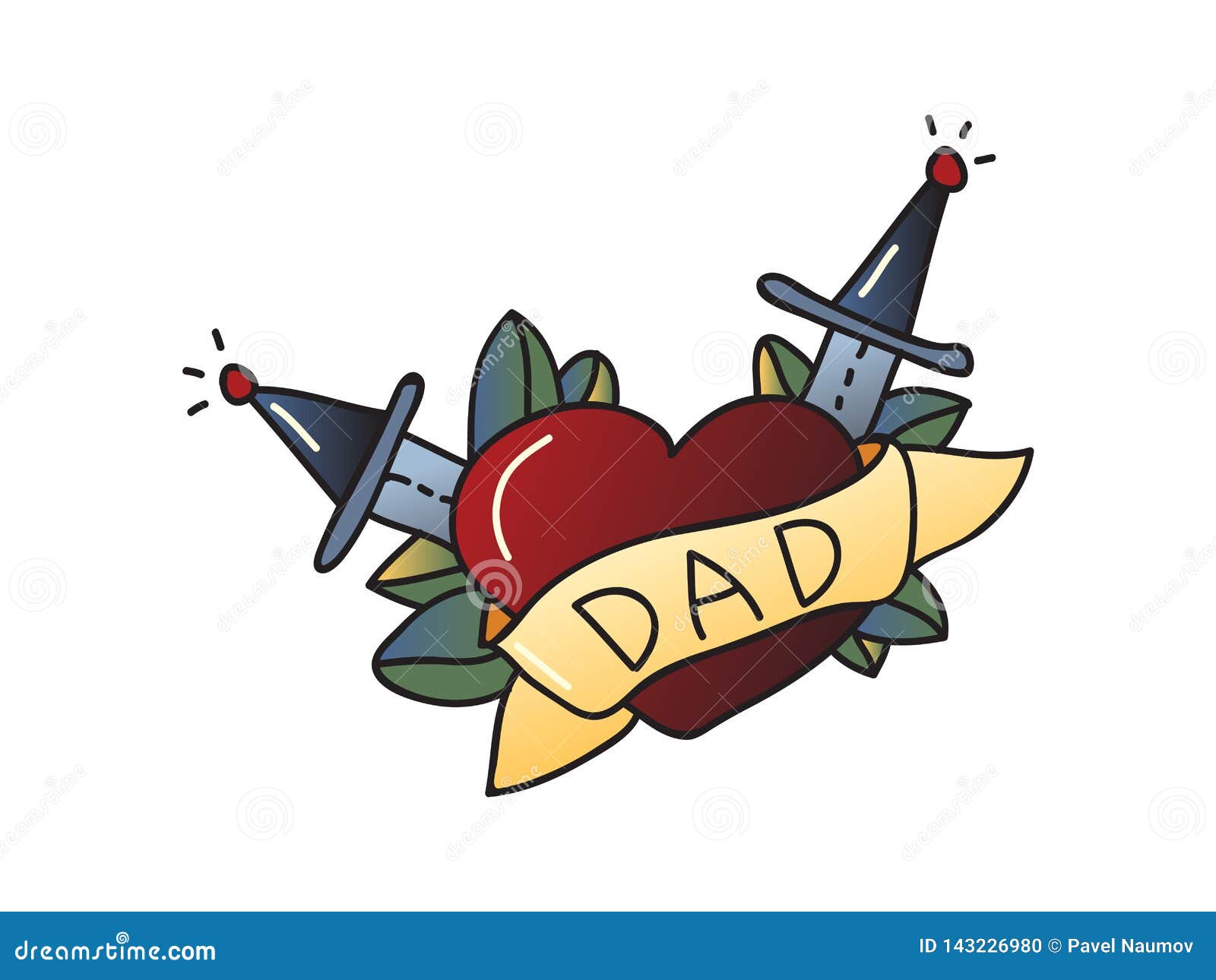 Download Tattoo Love For Dad On White Background. Stock Vector - Illustration of body, blade: 143226980