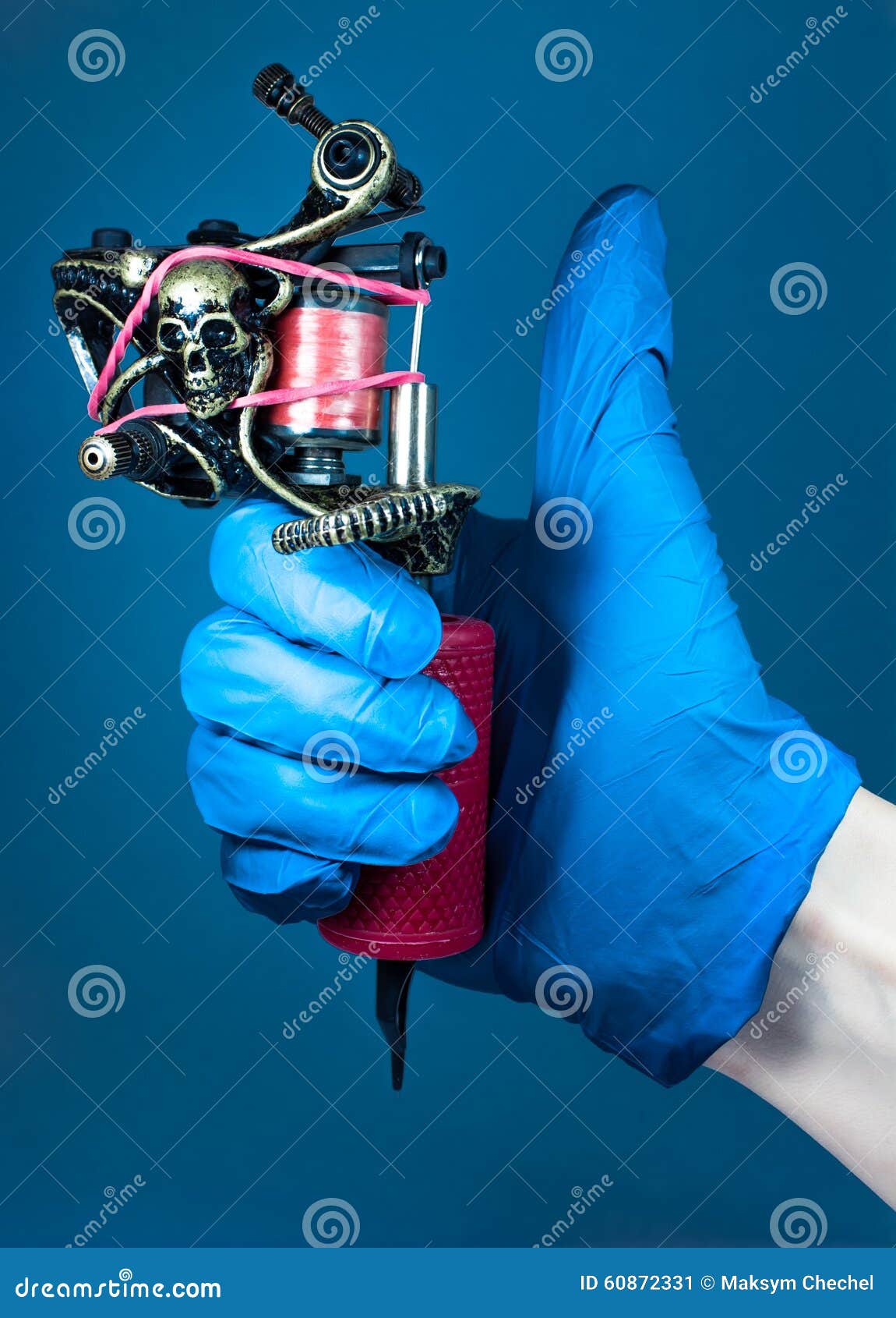 Tattoo machine in hand stock image. Image of client, concept 60872331
