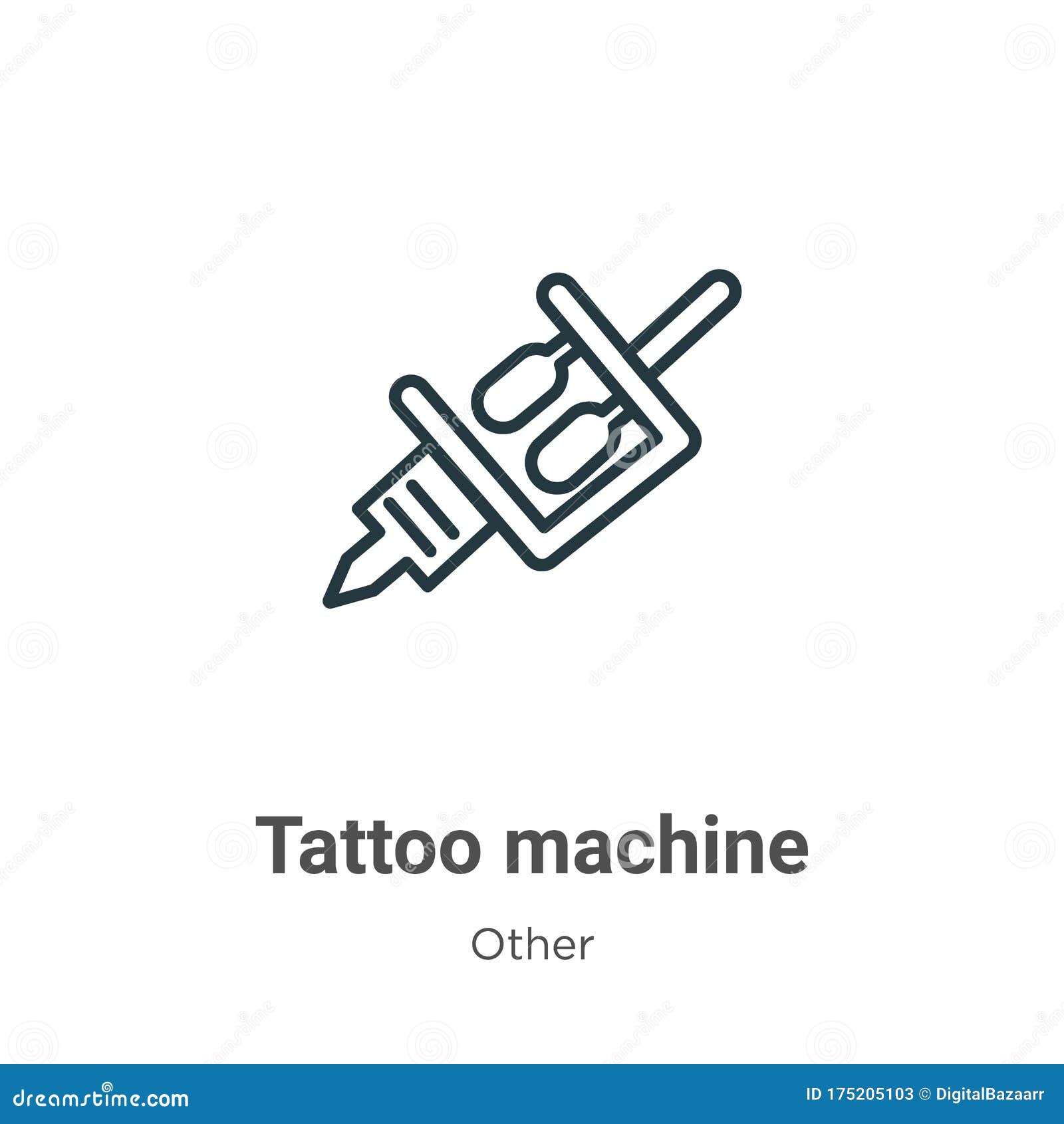 Tattoo Machine Outline Vector Icon. Thin Line Black Tattoo Machine Icon