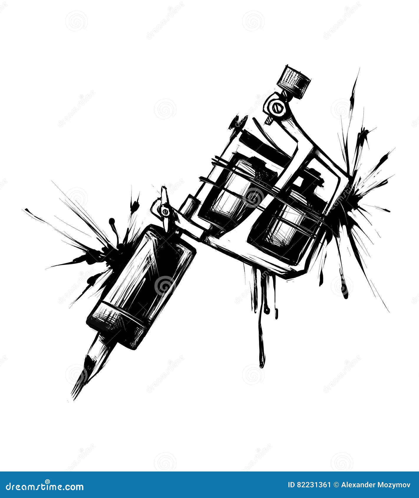 Tattoo Machine with Spray Ink Stock Illustration Illustration of