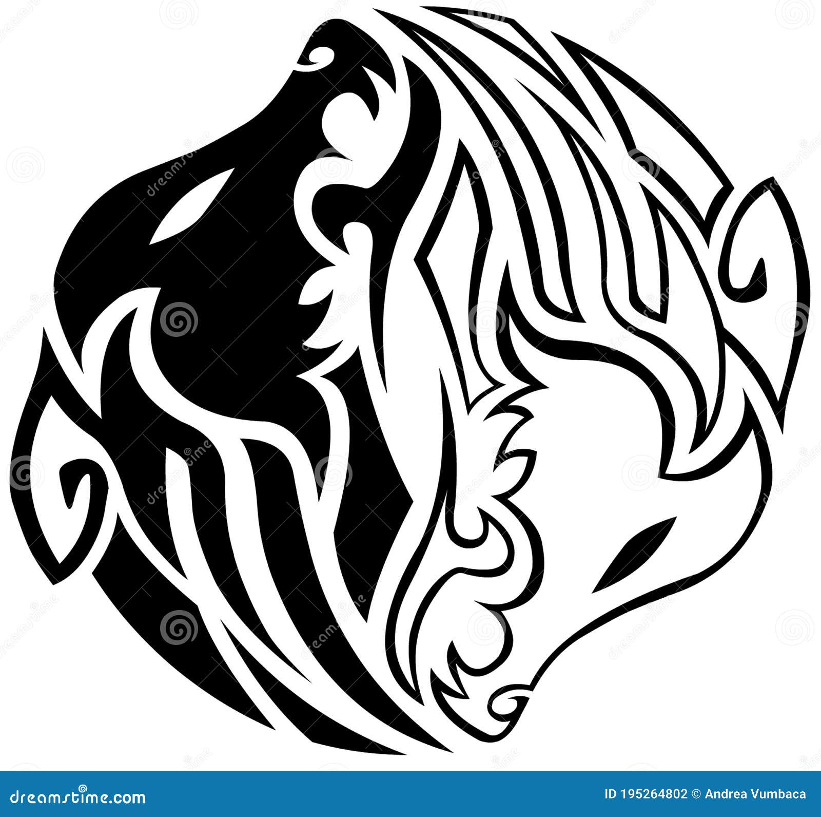 Tattoo Maori Yin Yang Wolves Stock Illustration - Illustration of ...
