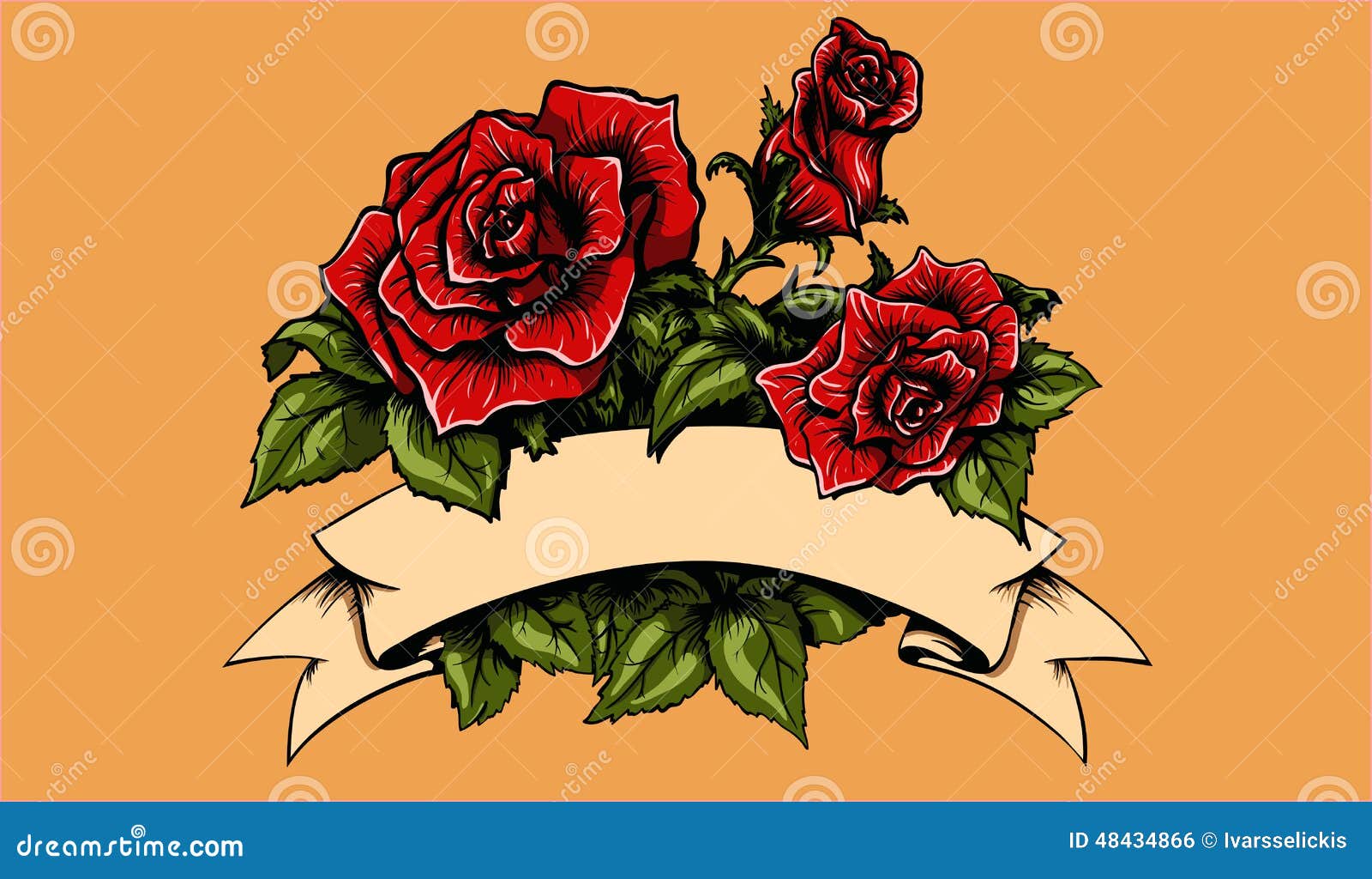 Premium Vector  Skull tattoo with rose and banner