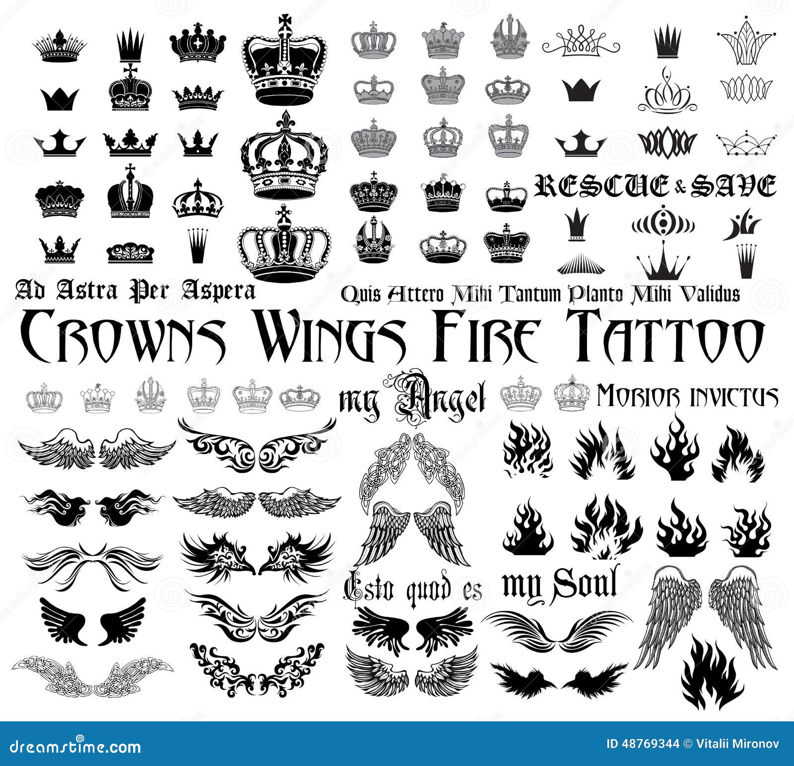 Tattoo set stock vector. Illustration of decorative, decoration - 48769344
