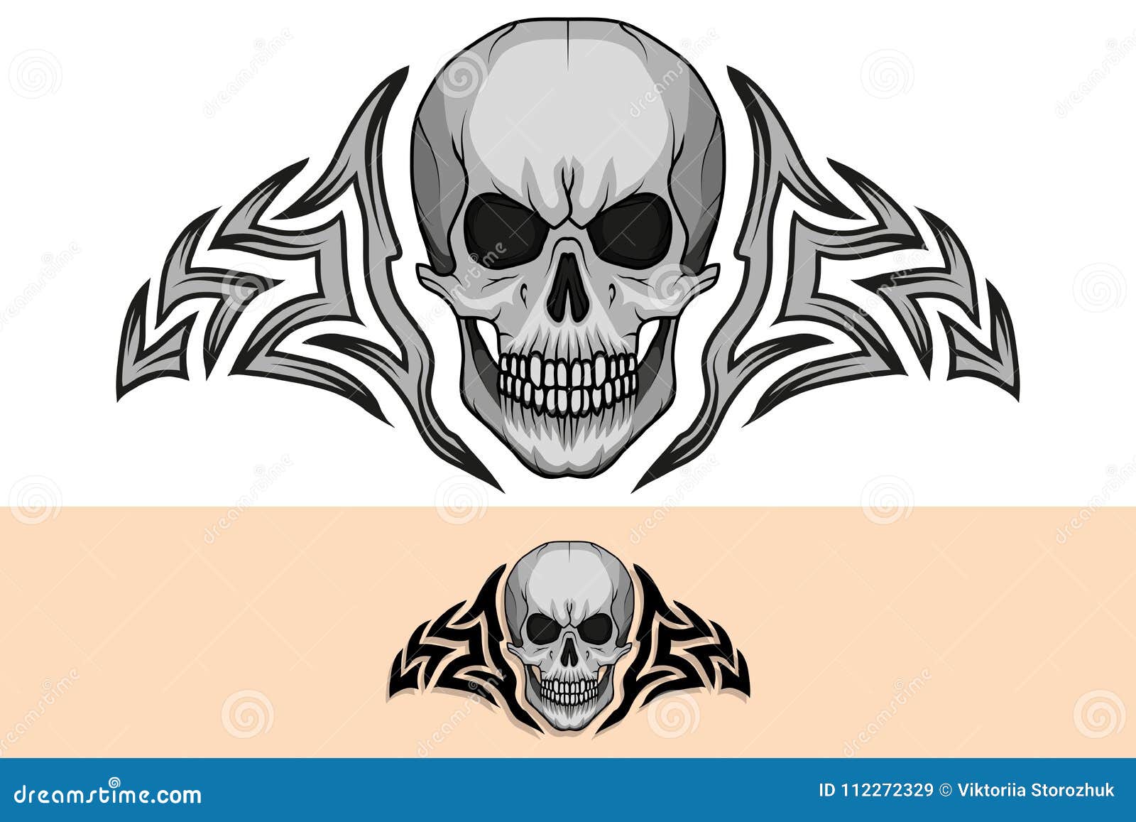 Tattoo skull. stock vector. Illustration of skeleton - 112272329