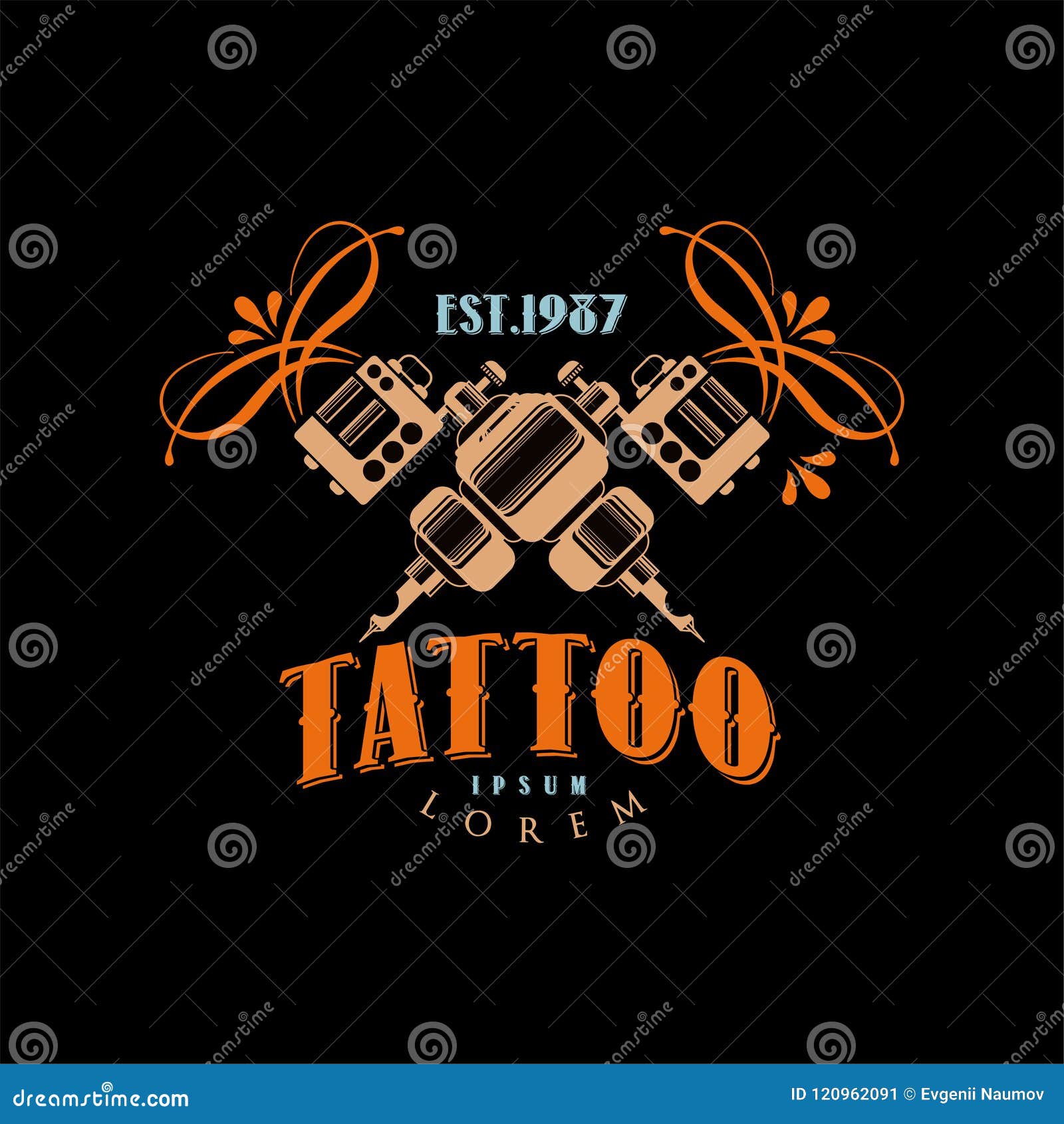 Tattoo Studio Logo Design Template Estd 1987, Retro Styled Emblem with ...
