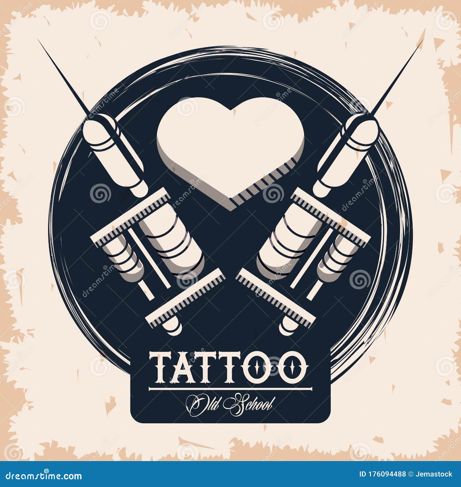 Tattoo Studio Machines with Heart Image Artistic Stock Vector - Illustration of sign, decoration: 176094488