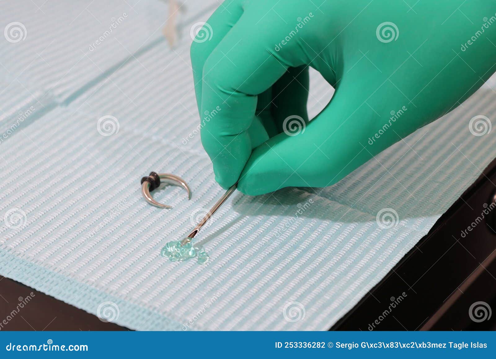 Ear Piercing in Tattoo Studio with Lubricant Needles Needles Cannulas