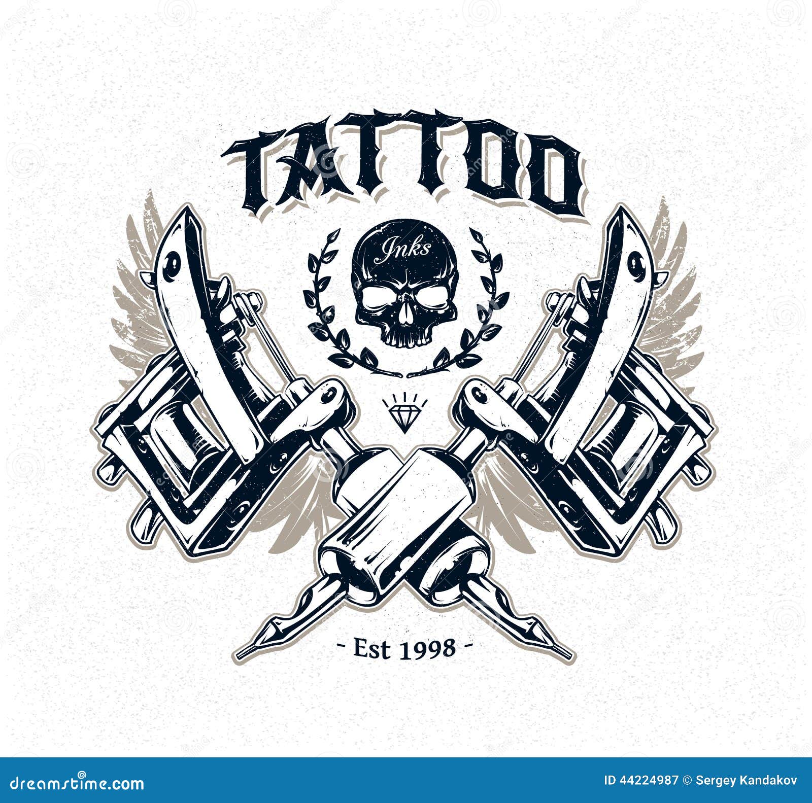 Cool authentic tattoo studio poster template with tattoo machines and 