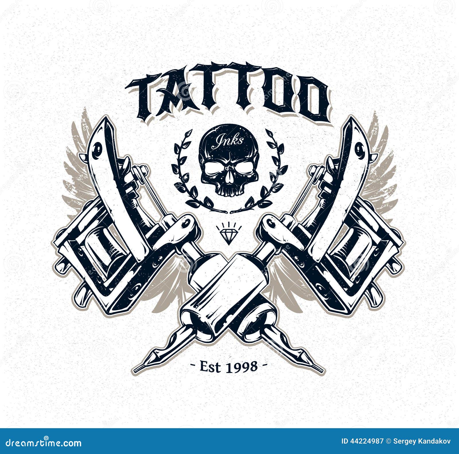 Cool authentic tattoo studio poster template with tattoo machines and