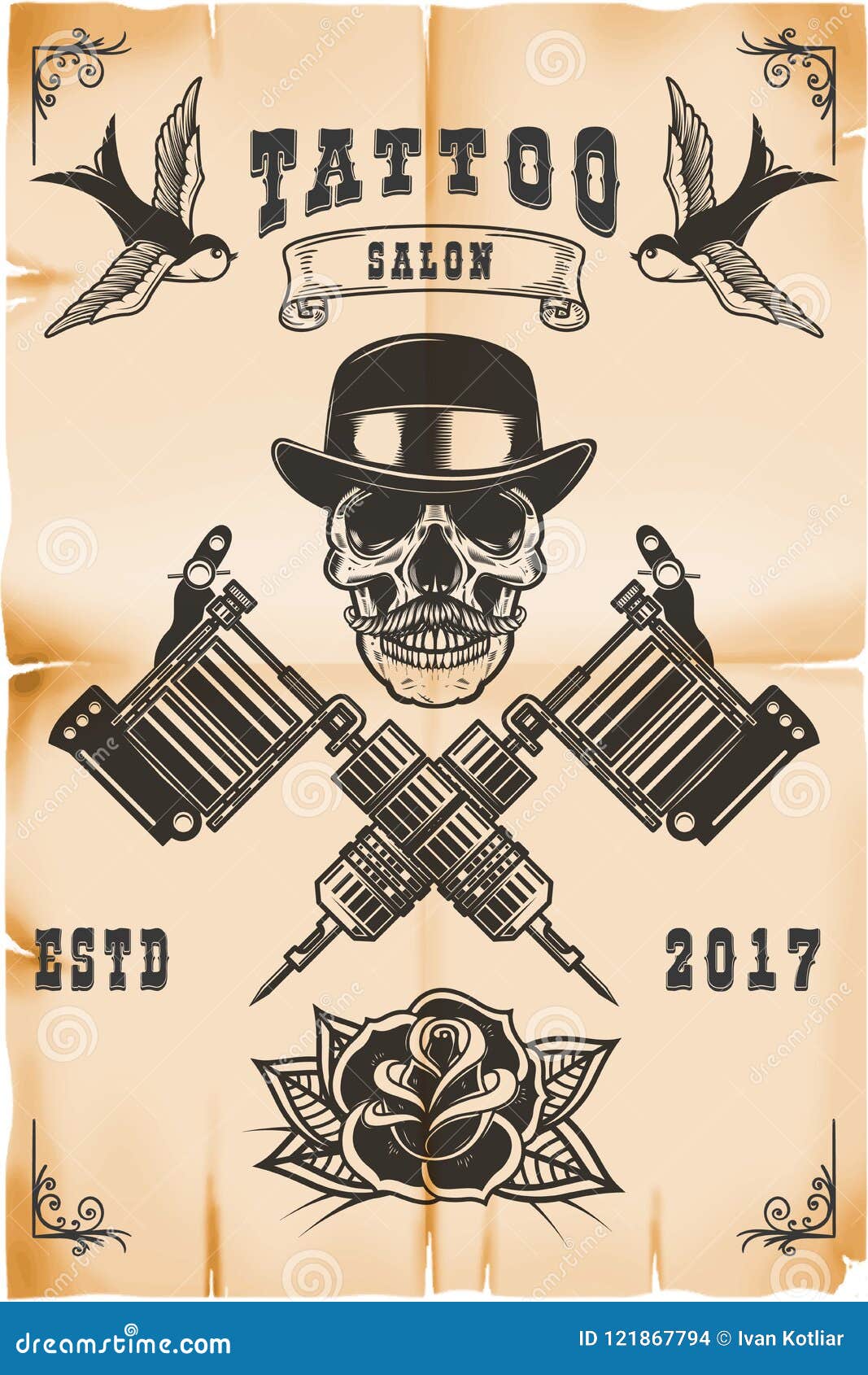 Free PSD  Tattoo studio poster design template