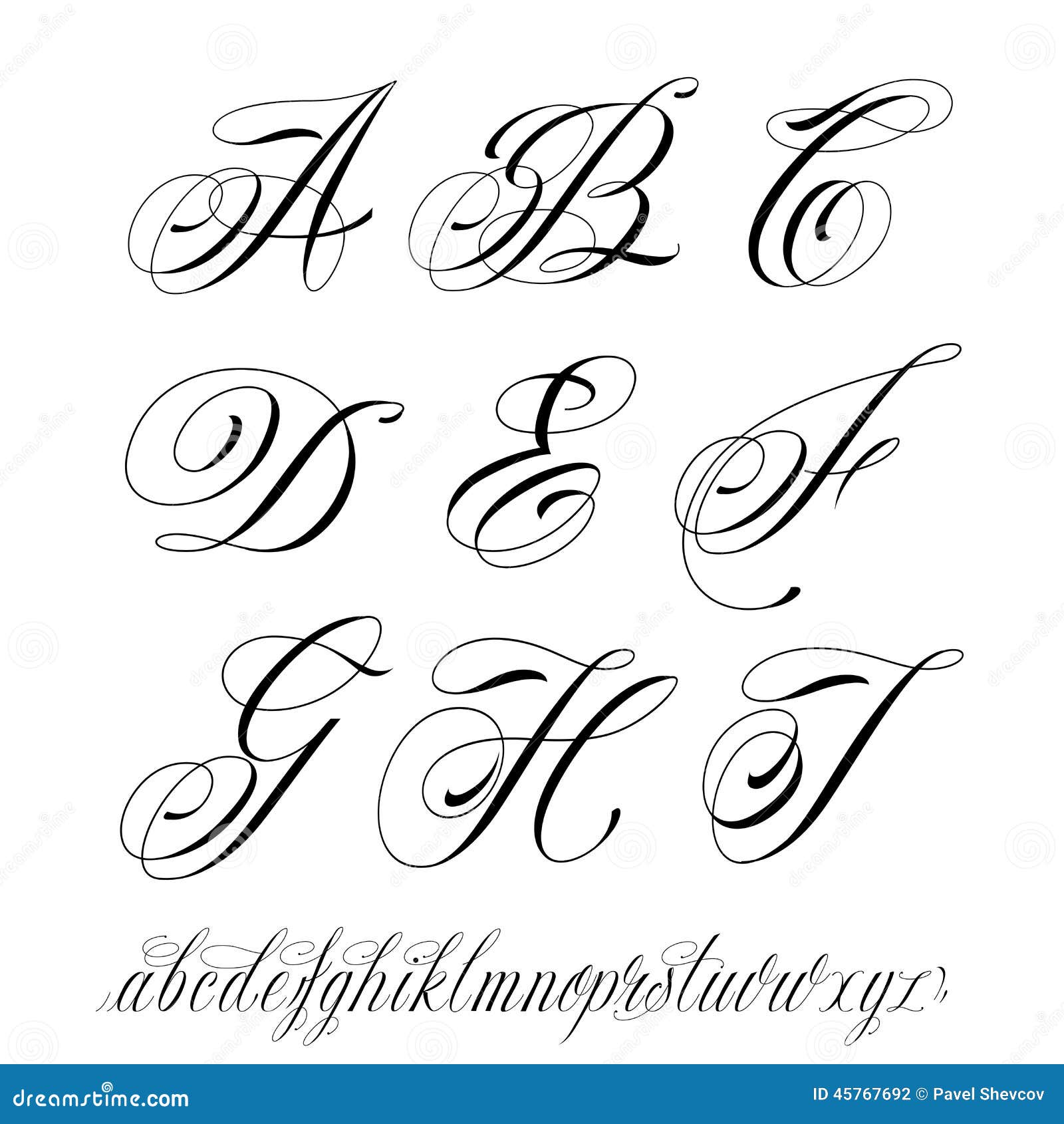Full alphabet in the Gothic style. Vector. Letters on a white background.  Calligraphy and lettering. Medieval Latin letters. Individual letters.  Elegant font for tattoo. 4222532 Vector Art at Vecteezy
