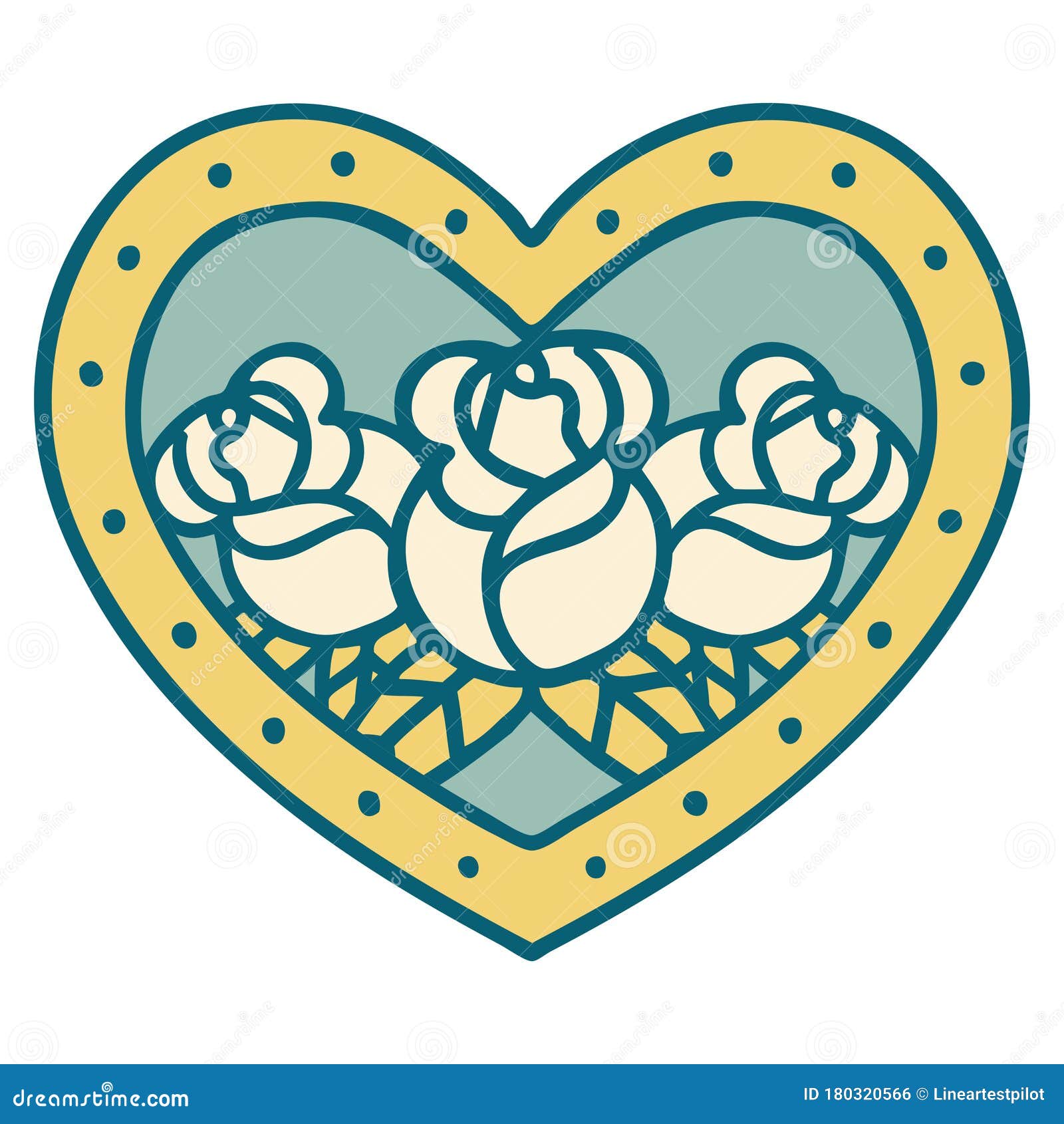 Tattoo Style Icon of a Heart and Flowers Stock Vector Illustration of