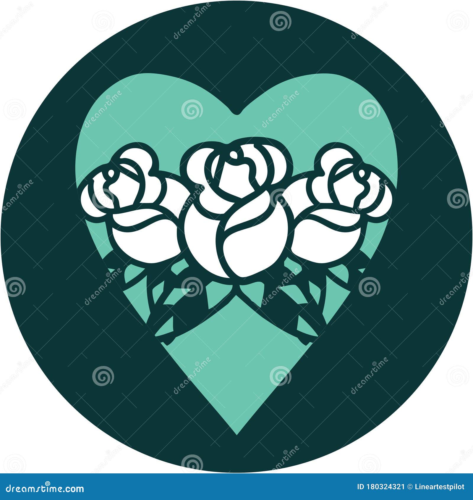 Tattoo Style Icon of a Heart and Flowers Stock Vector Illustration of