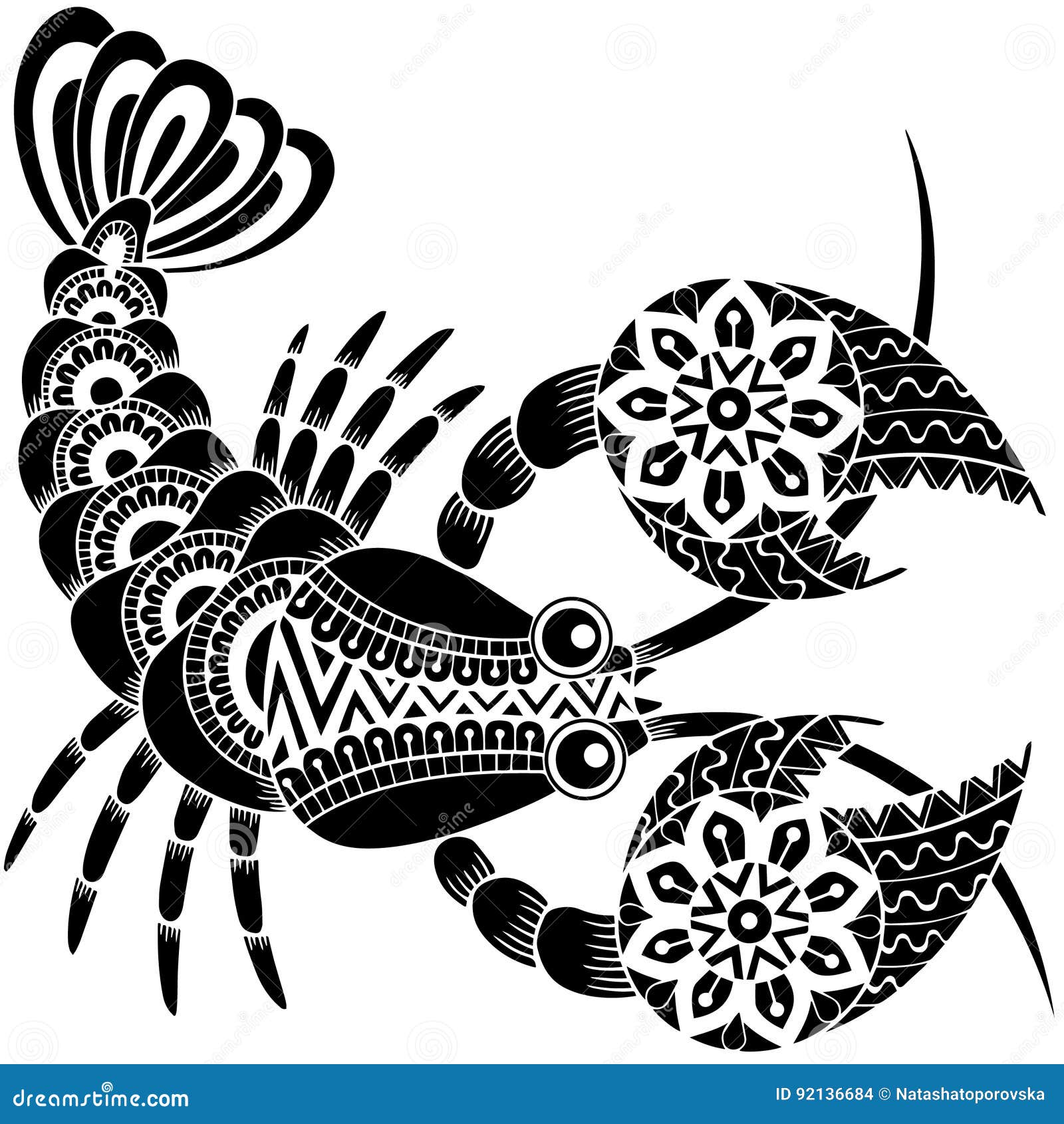 tattoo style. silhouette of cancer  on white background. zodiac sign cancer. abstract background. crustaceans.