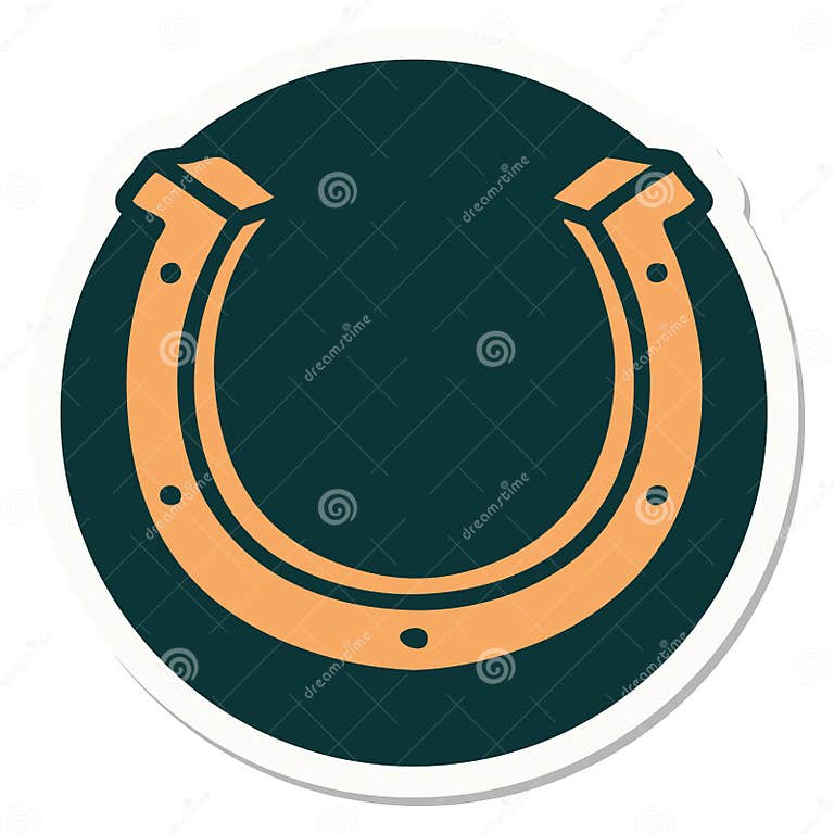 Tattoo Style Sticker Of A Horse Shoe Stock Vector Illustration Of a-pencil-drawing-of-a-horse-in-a-horseshoe