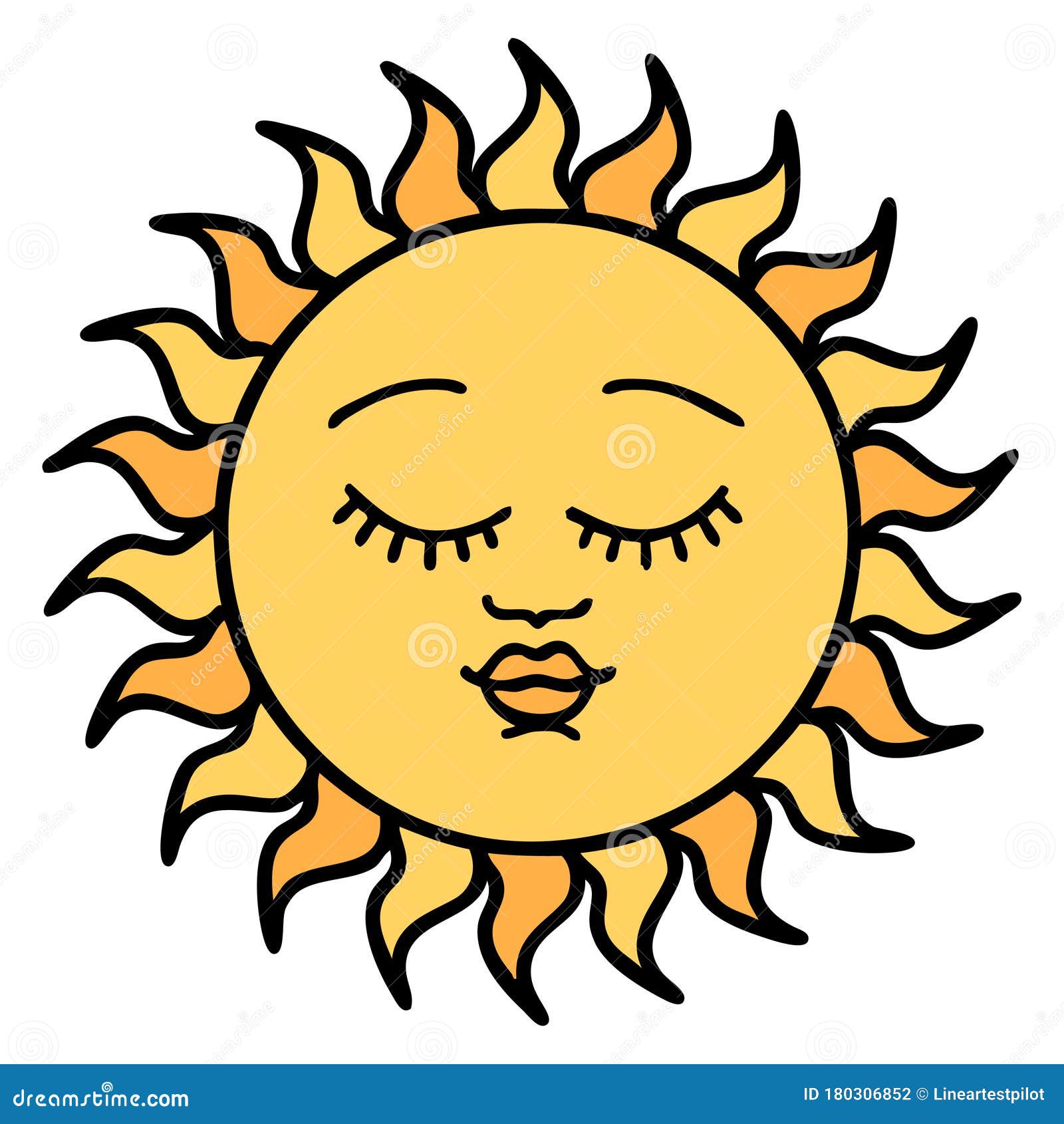 Traditional Tattoo of a Sun with Face Stock Vector - Illustration of  weather, icon: 180306852