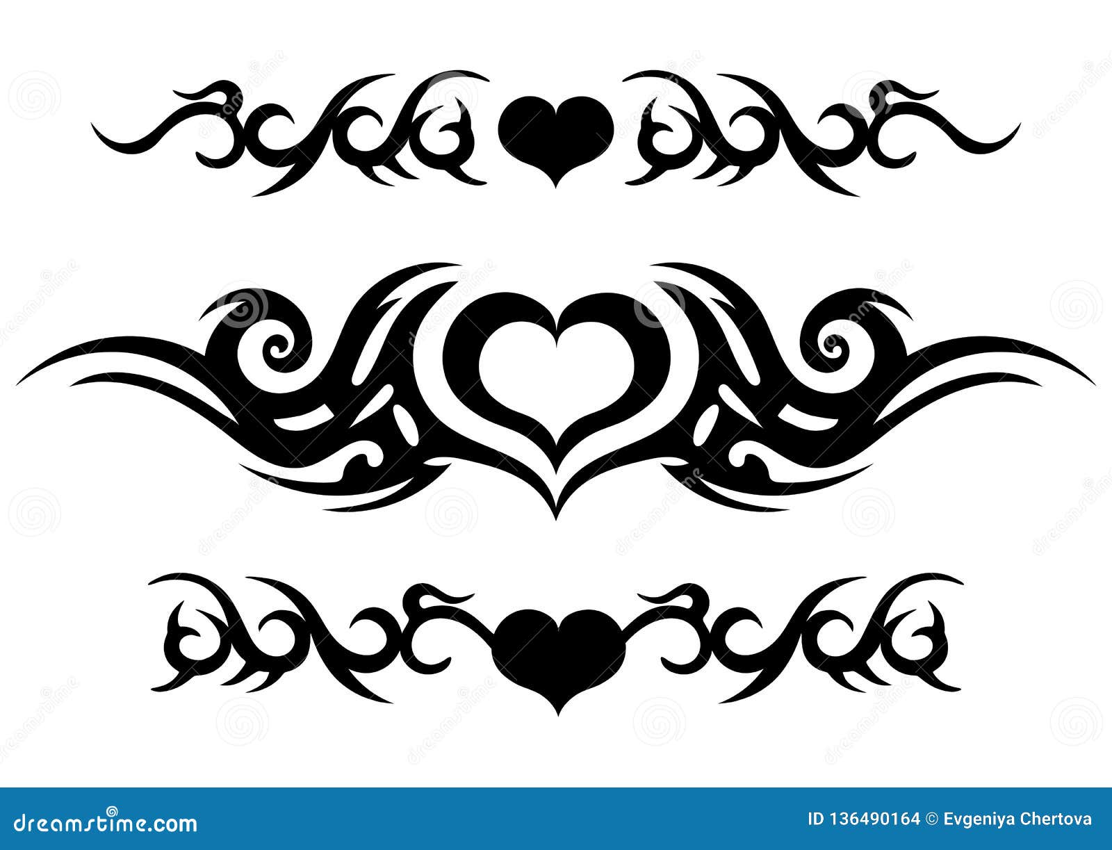 Tattoo Tribal Design, Ornate Celtic Pattern with Heart, Tattoo Strip Around the Arm or Leg, Abstract Print, Ornament Sketch, Vecto Stock Vector - Illustration of decorating, frame: 136490164