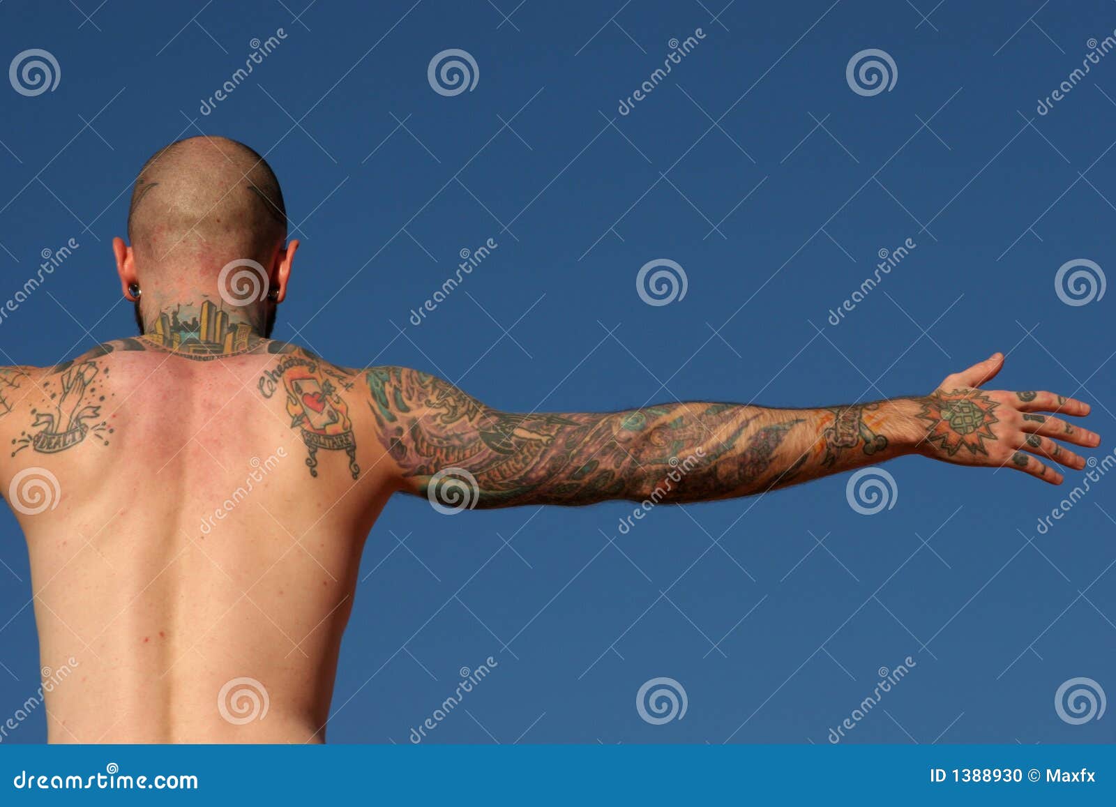 Back of a tattooed man