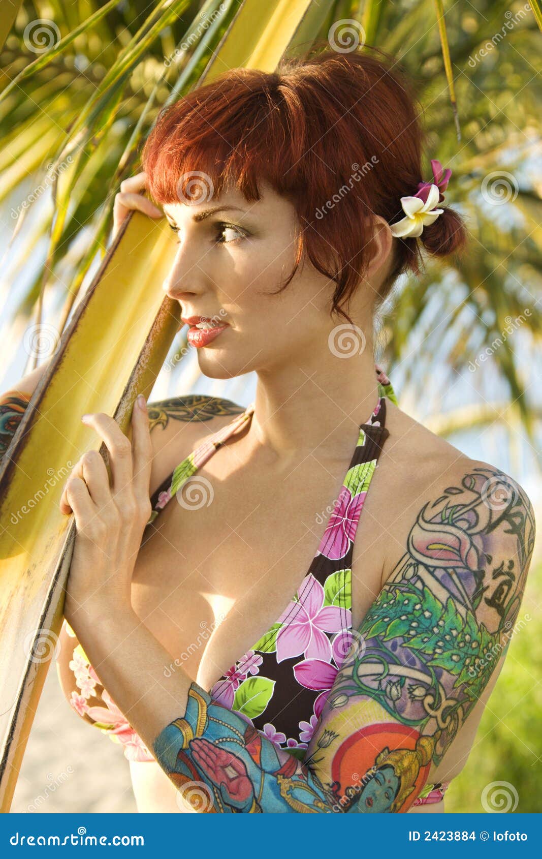 Tattooed Woman In Bikini. RoyaltyFree Stock