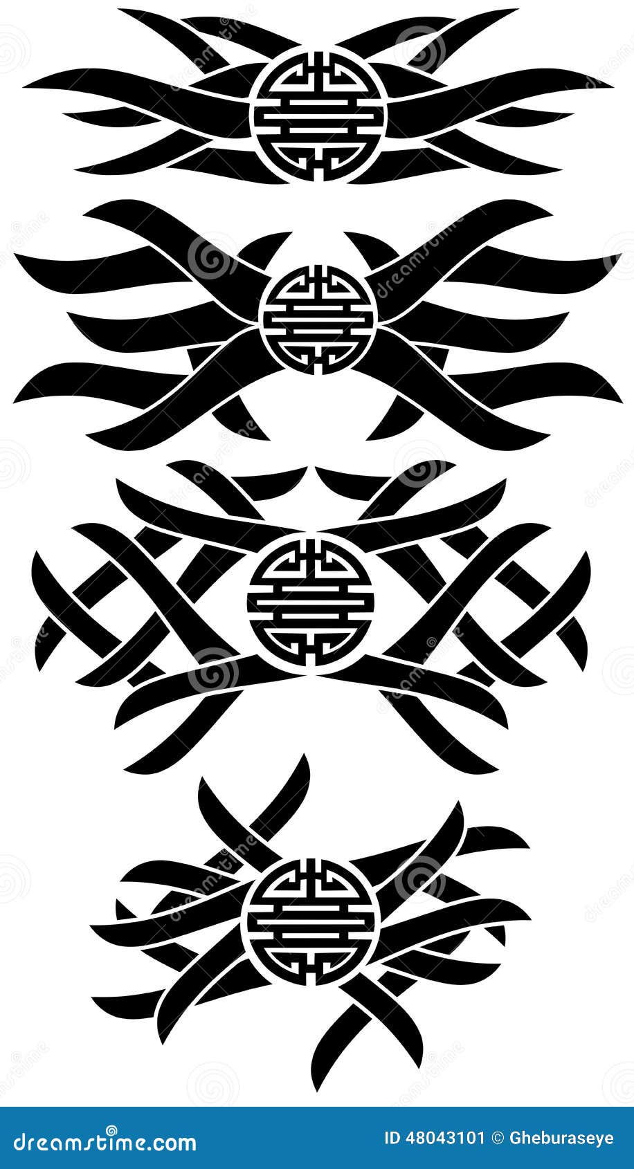 Tattoos with Chinese Symbol of Double Happiness Isolated Stock Illustration - Illustration of tattoos, symbol: 48043101