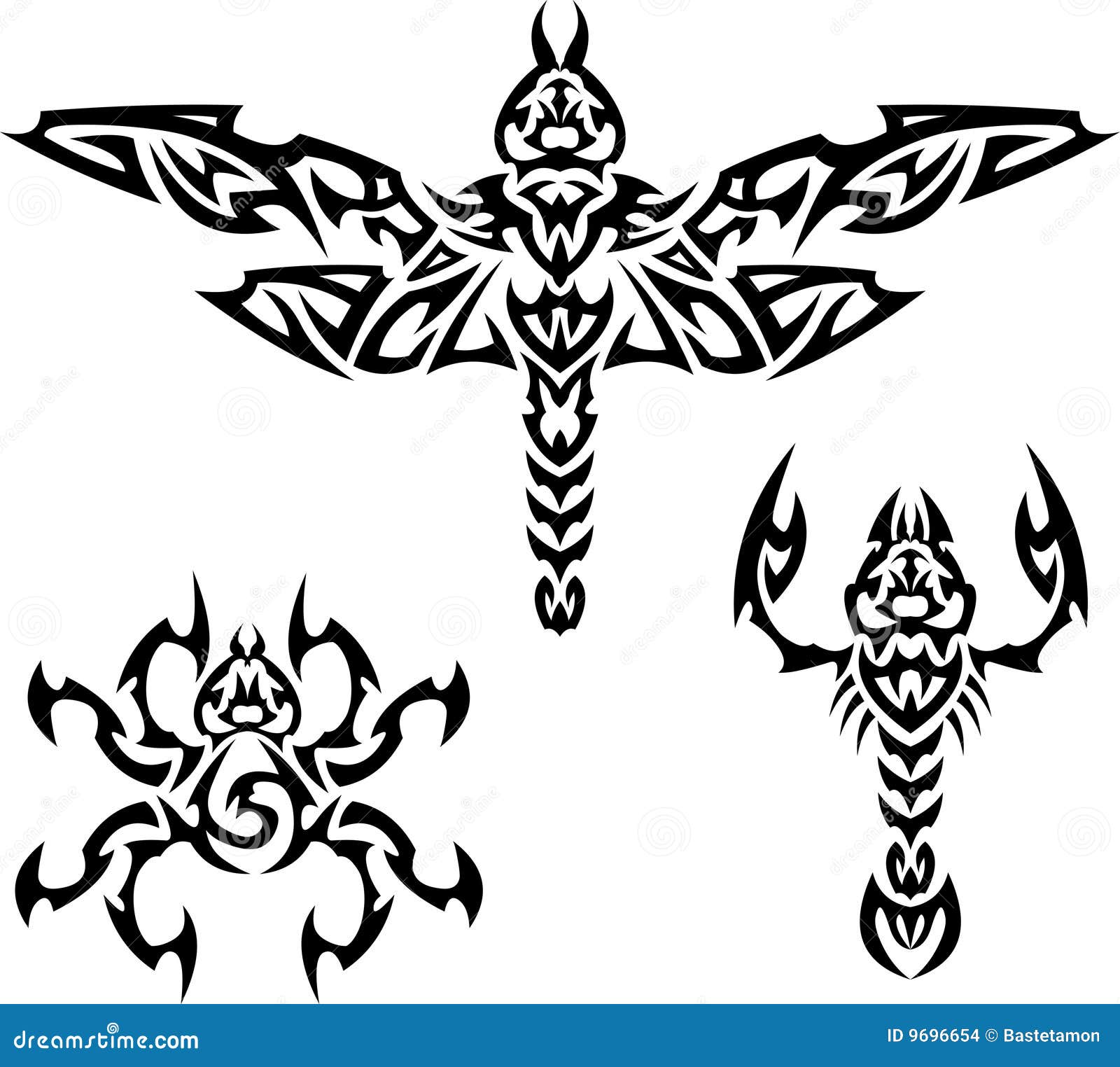 Insect tattoos in tribal style Royalty Free Vector Image