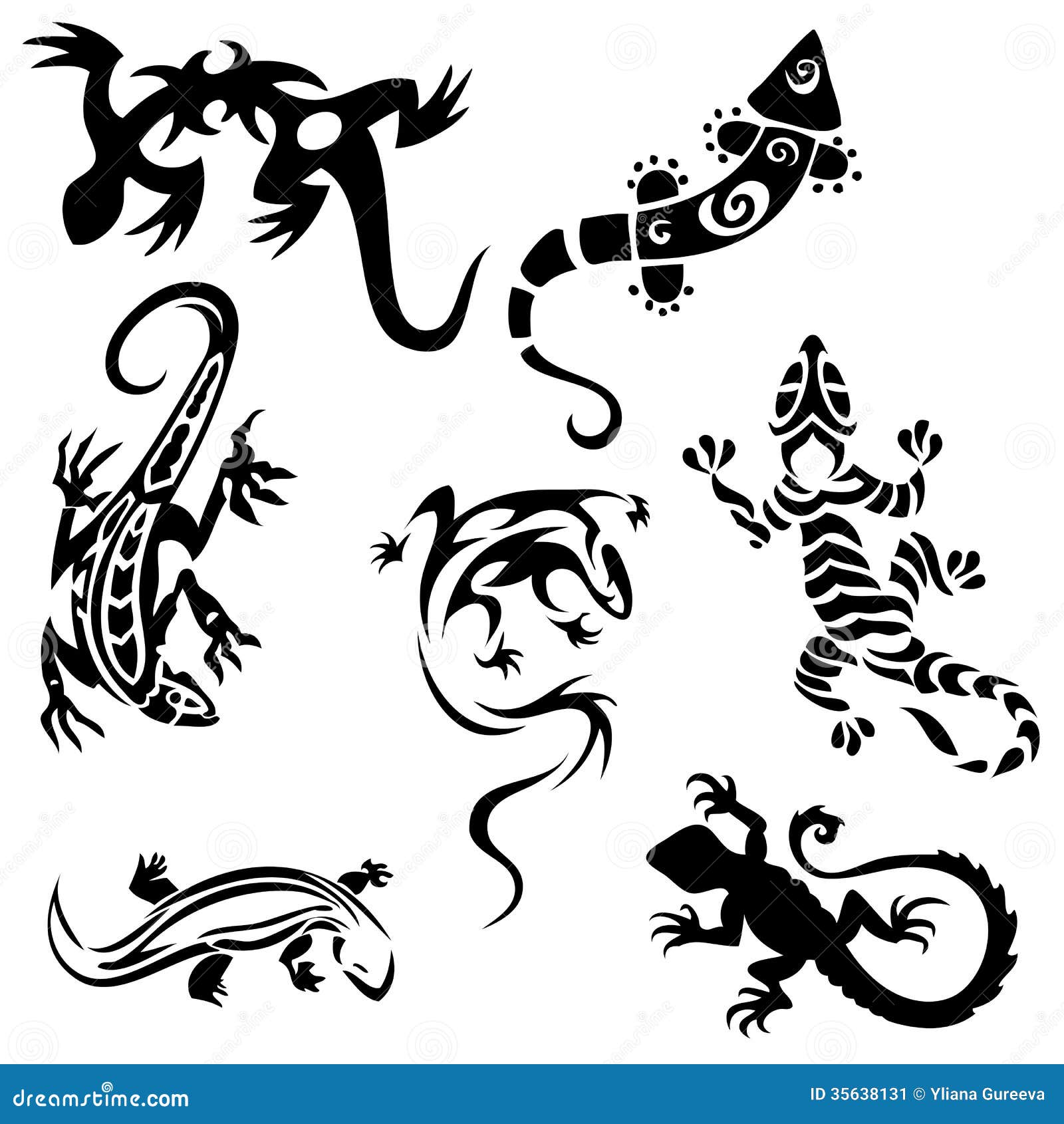 tattoos lizards (collection) seven silhouettes