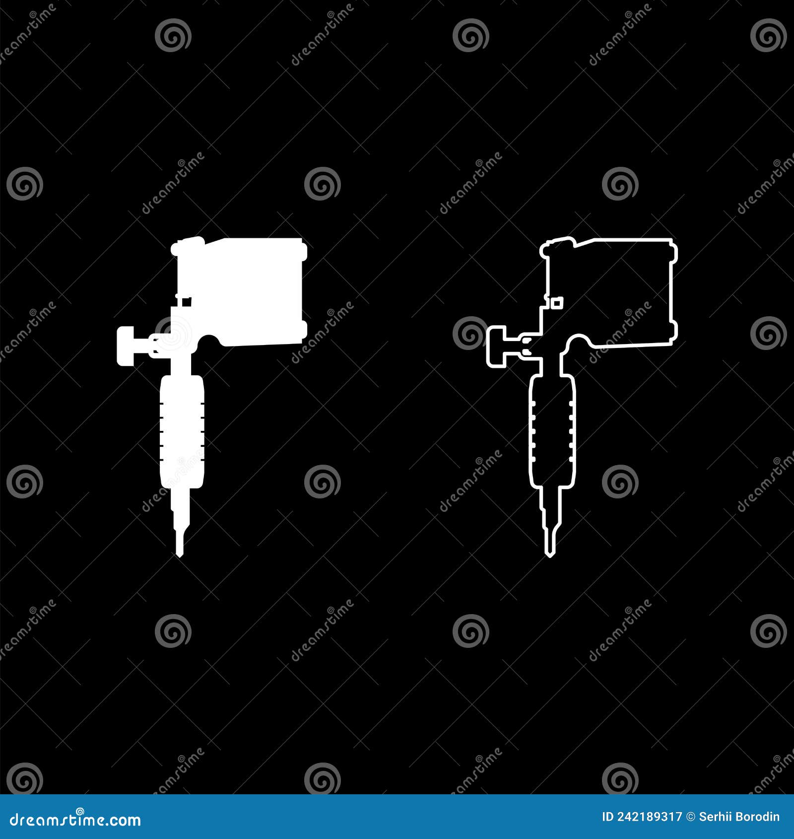 Tattoo Machine Set Icon White Color Vector Illustration Image Solid