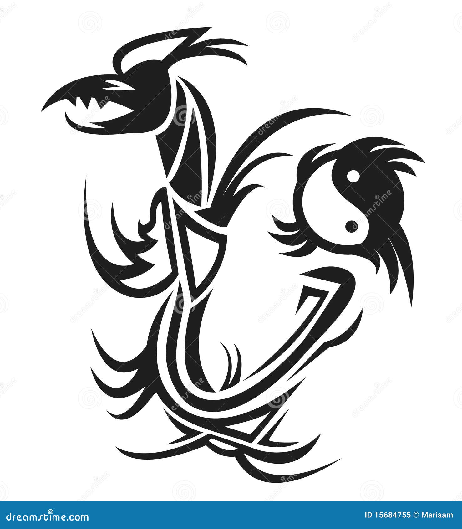 tatuagem de yang do dragão  do yin ilustração stock