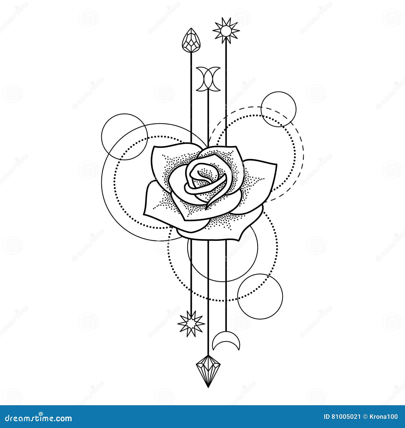 Tatuagem geométrica floral ilustração do vetor. Ilustração de diamante - 81005021 Tatuagem geométrica floral ilustração do vetor. Ilustração de diamante - 81005021
