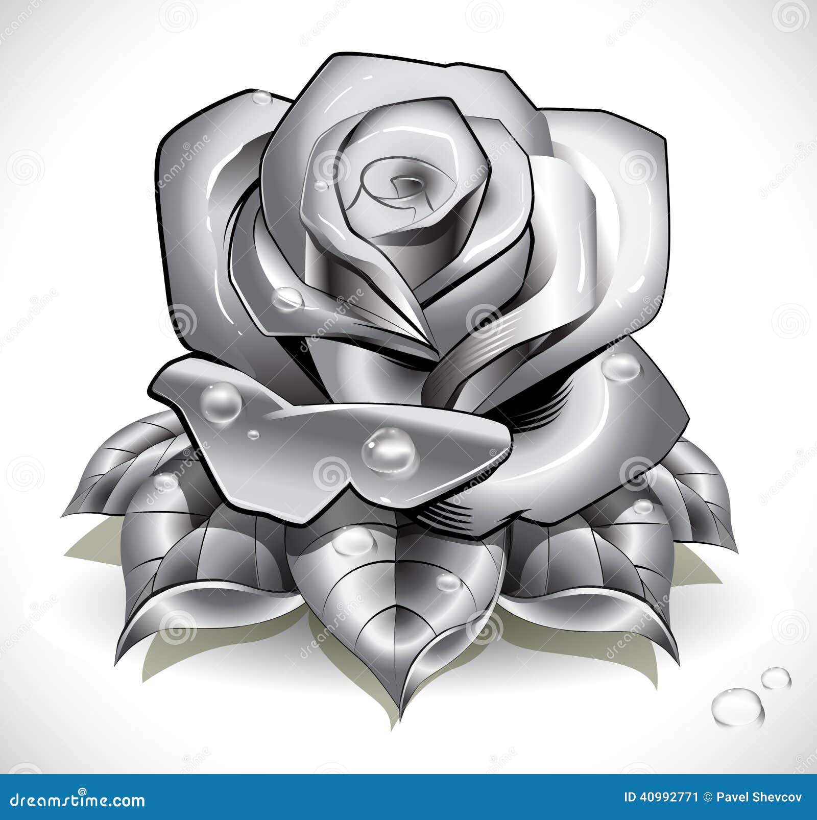 Rosa Tatuada Com Folhas E Gotas De água Ilustração do Vetor - Ilustração de  suavidade, multa: 40992771, image size:1600x1606