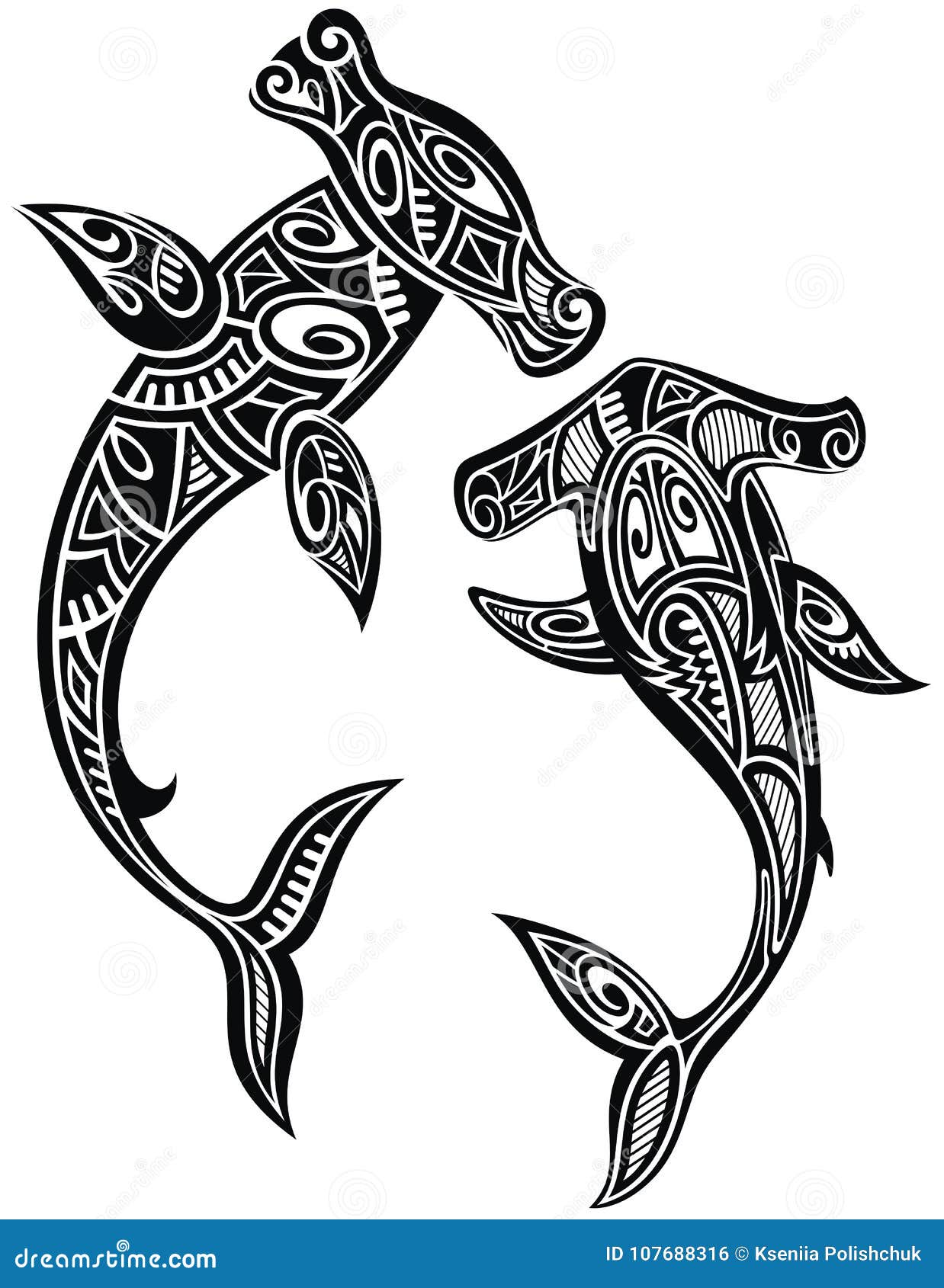 Tatuaje De Los Tiburones Del Martillo En Estilo Tribal Maorí Ilustración  del Vector - Ilustración de garabato, arte: 107688316