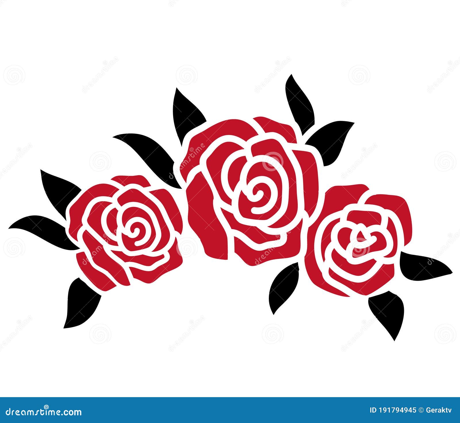 Tatuaje De Rosas. Ilustración Vectorial De Silueta Negra De Rosas Rojas  Aislada En Blanco Para Tarjetas O Imprimir Ilustración del Vector -  Ilustración de floral, imprimible: 191794945