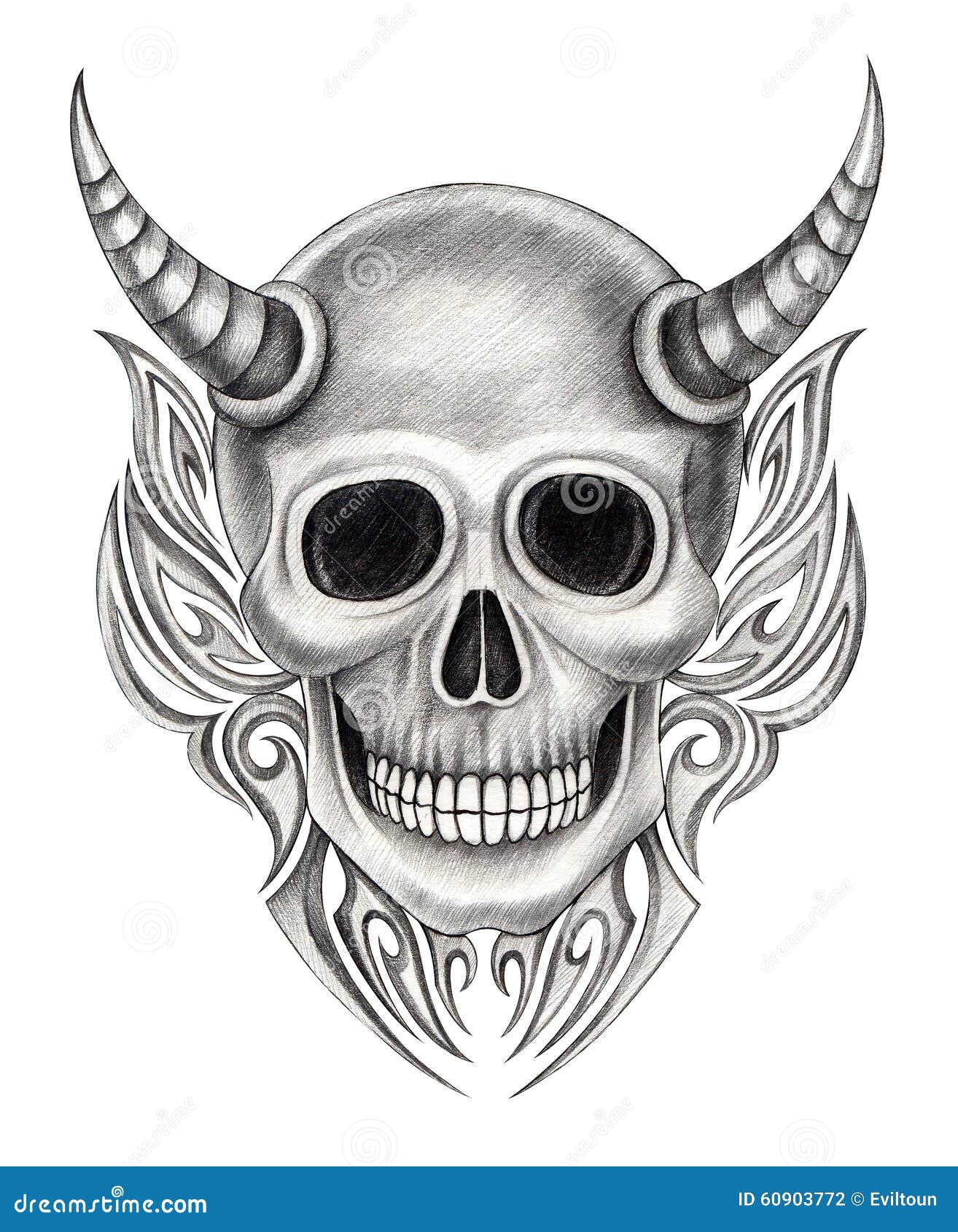 Tatuaje Del Diablo Del Cráneo Del Arte Stock de ilustración - Ilustración  de negro, mezcla: 60903772
