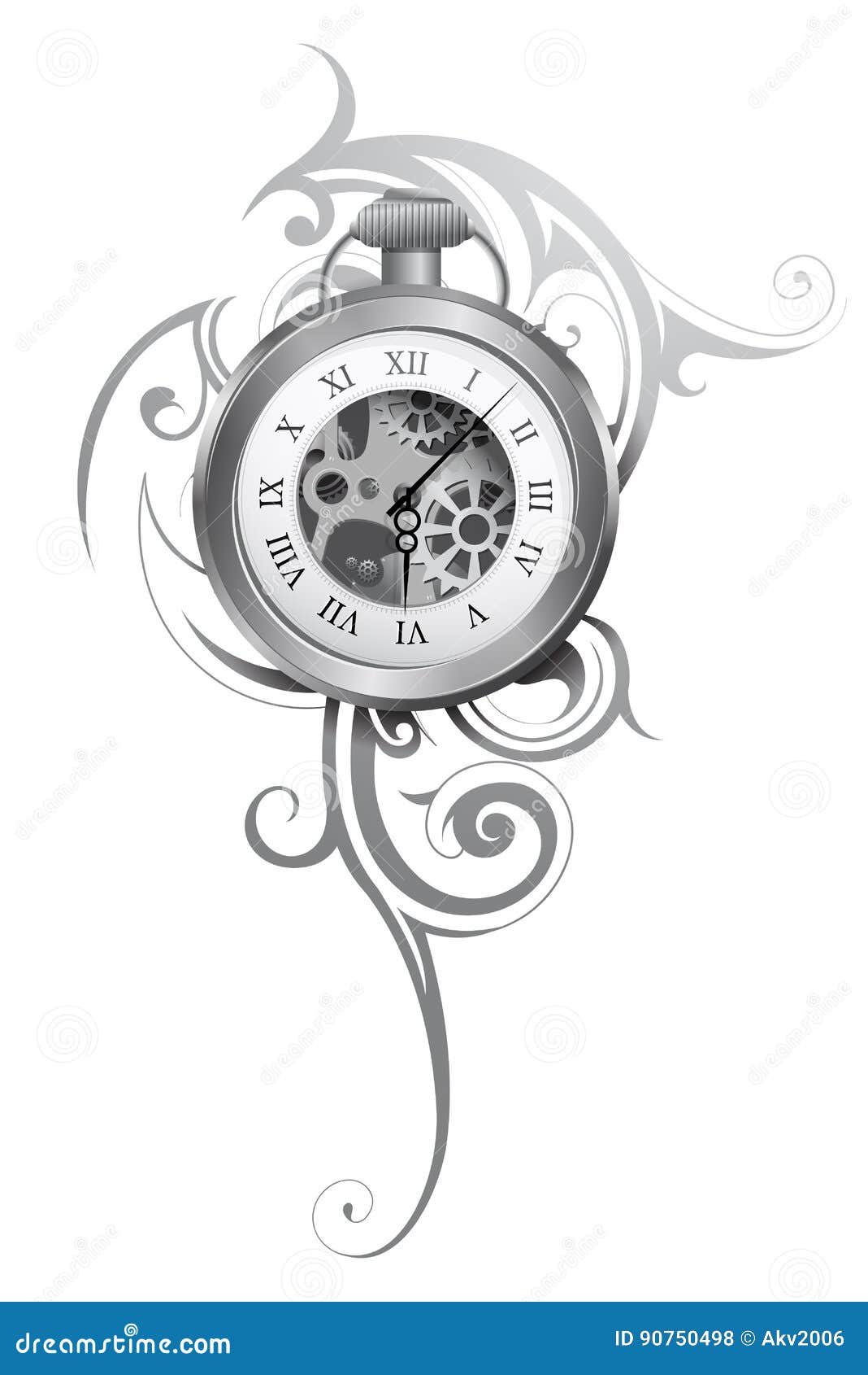 Tatuaje Del Reloj De Bolsillo Ilustración del Vector - Ilustración de  ornamento, vector: 90750498