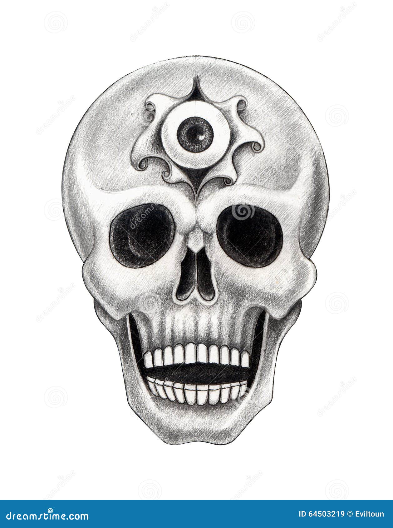 Tatuaje Surrealista Del Cráneo Del Arte Stock de ilustración - Ilustración  de pista, muerte: 64503219