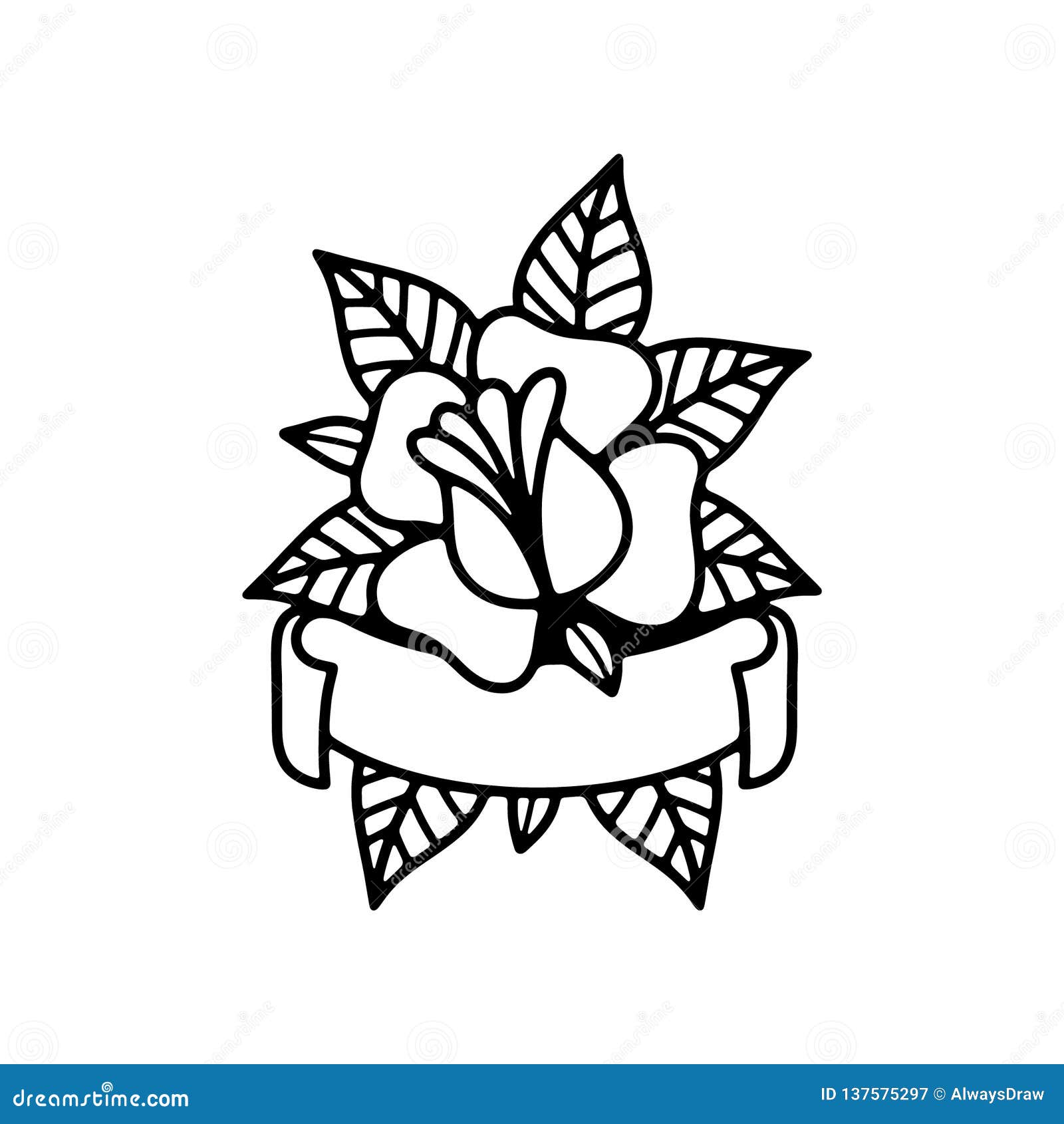 TATUAJE TRADICIONAL DE ROSE Y DE LA CINTA Ilustración del Vector -  Ilustración de planta, valentinas: 137575297, image size:1600x1690