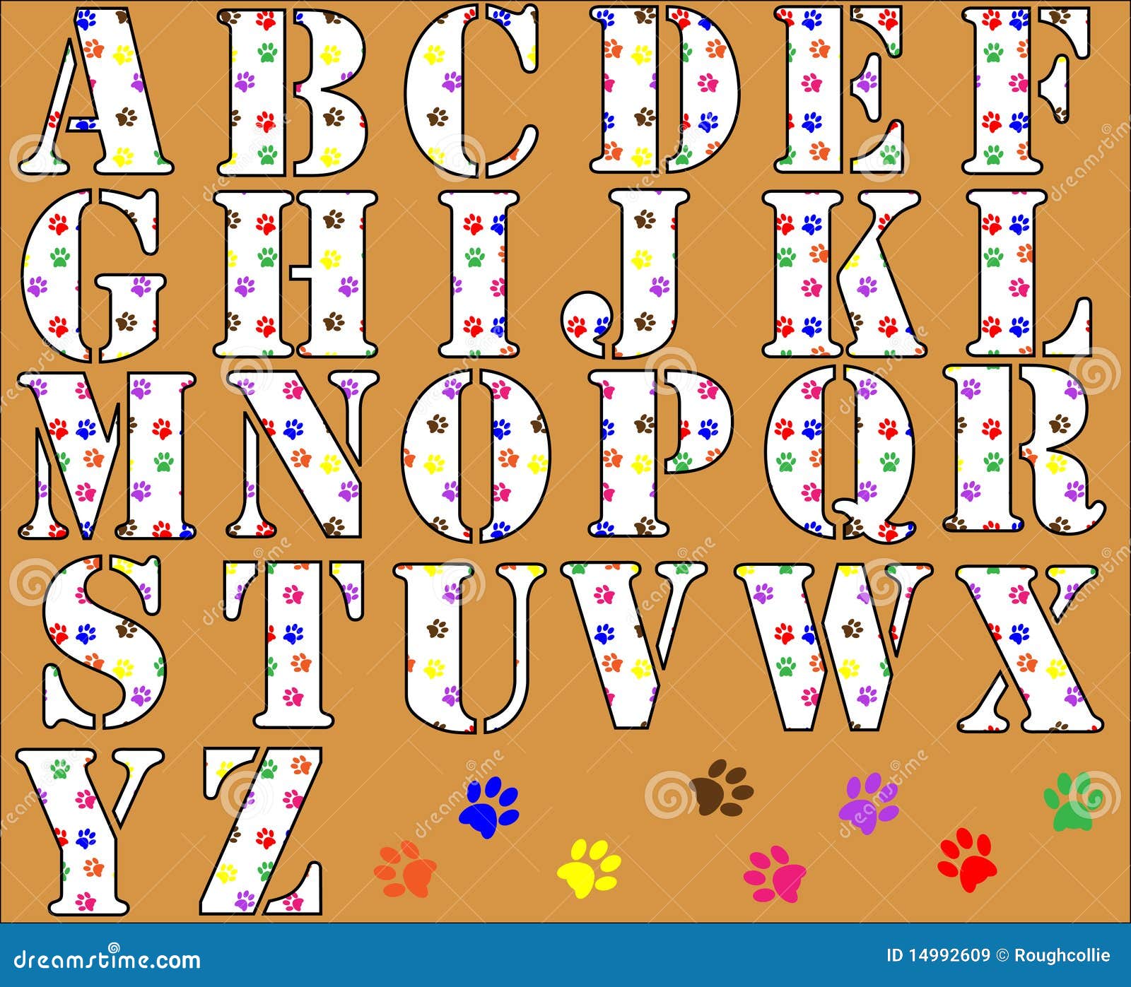 Tatze-Druck-Alphabet-Zeichen Stock Abbildung - Illustration von zeichen